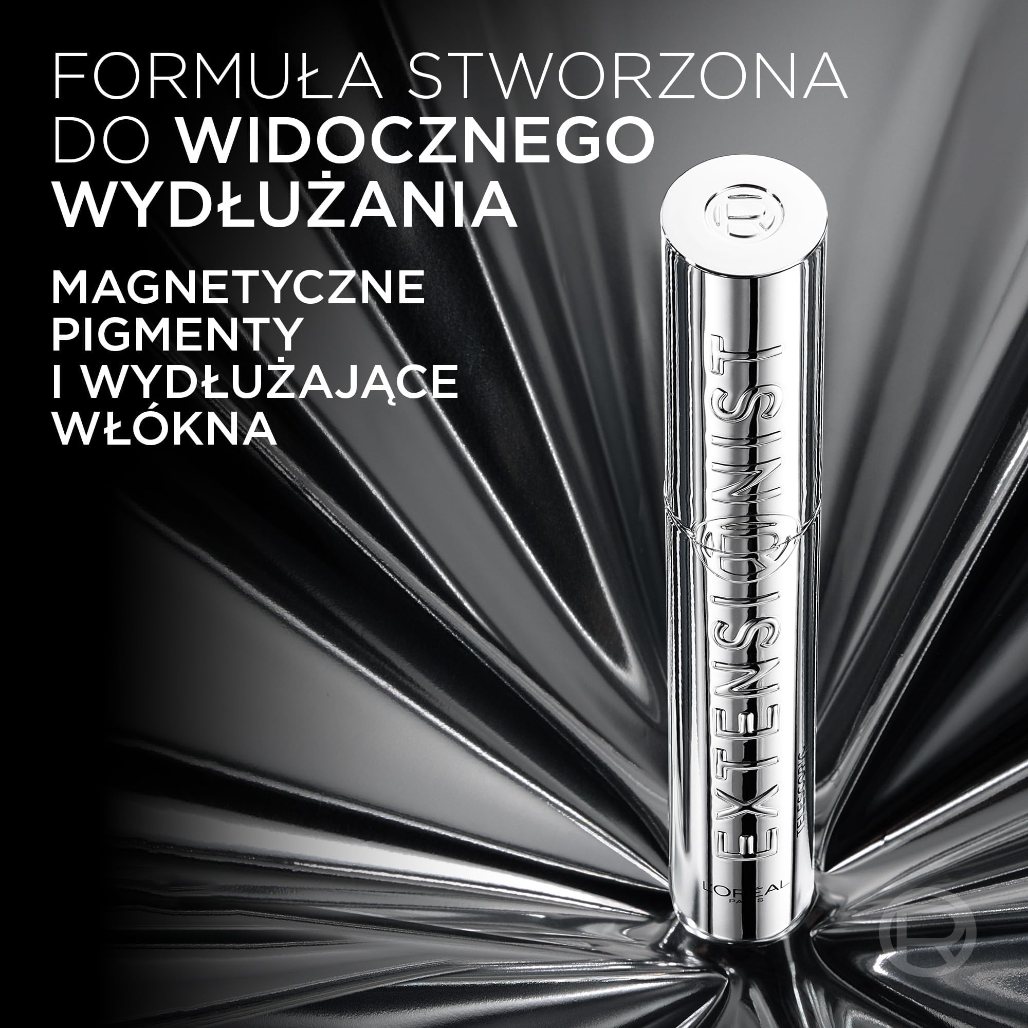 L'Oreal Paris Extensionist Mascara tusz do rzęs, wydłużajacy, długie i zdefiniowane rzęsy do 24H, formuła z wydłużającymi włóknami i pigmentami magnetycznymi, czarna, 9,9 ml