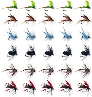 Goture Fly Fishing Flies Kit - 10pcs/30pcs/40pcs/76pcs/100pcs Dry/Wet Flies for Fly Fishing - Fly Fishing Assortment Kit for Bass Trout Steelhead - Dry Flies Wet Flies Streamers Nymphs