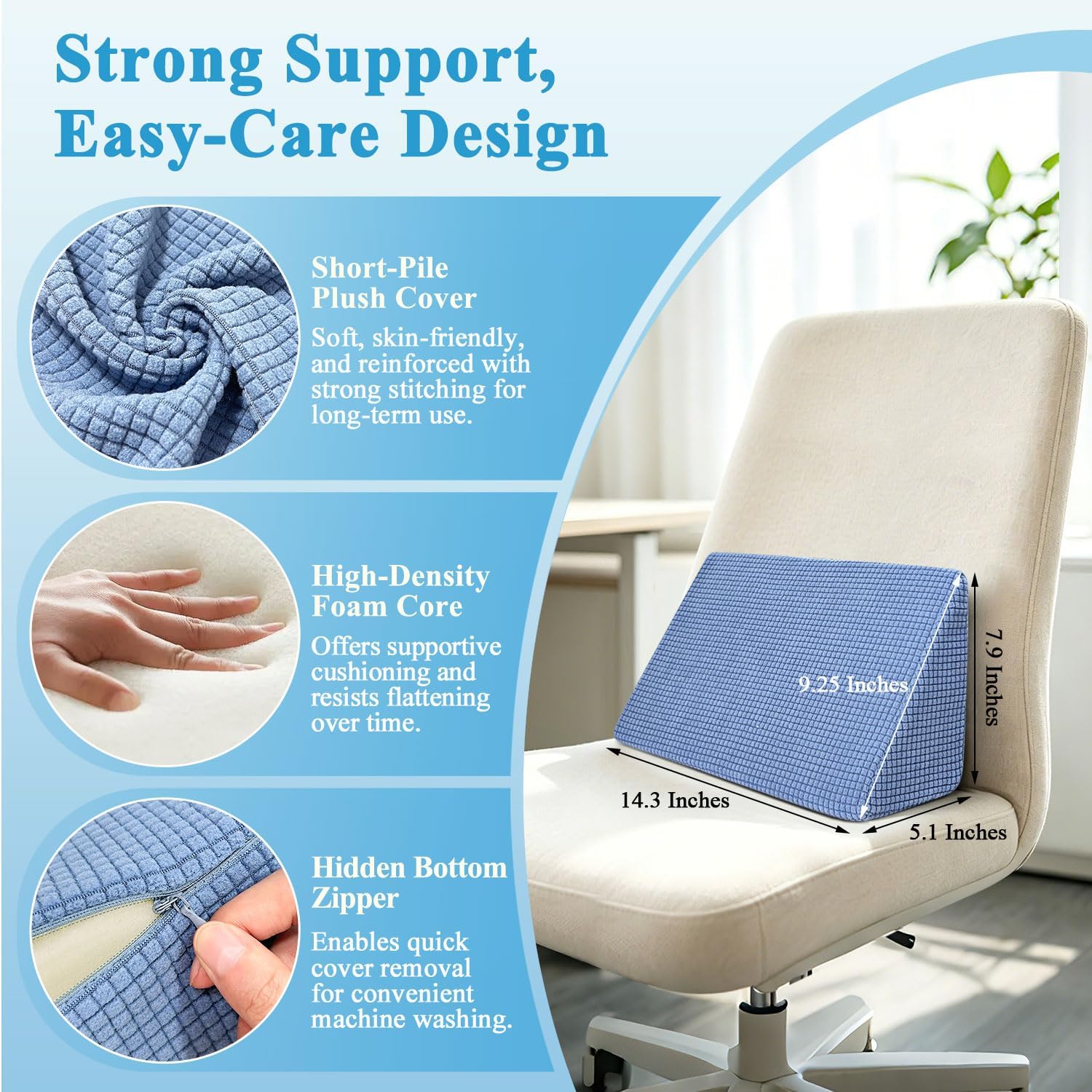 Small Bed Wedge Pillow for Sleeping, Positioning Wedge for Bed Sores, Foam Wedges Mini Pillow for Yoga, Laptop, Bed Pillows for Side Sleeping, Small Foam Wedges for Chair, Sofa (1 PCS)