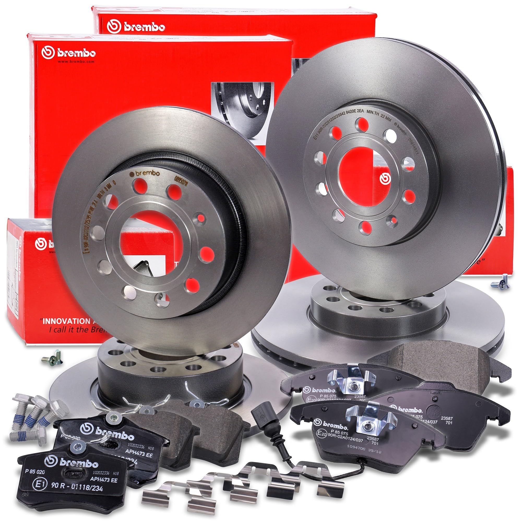 BREMBO Set di freni Coated Disc Line incl. dischi freno anteriori Ø 288 mm ventilati + posteriori Ø 253 mm pieni + pastiglie freno anteriori e posteriori + contatto di usura