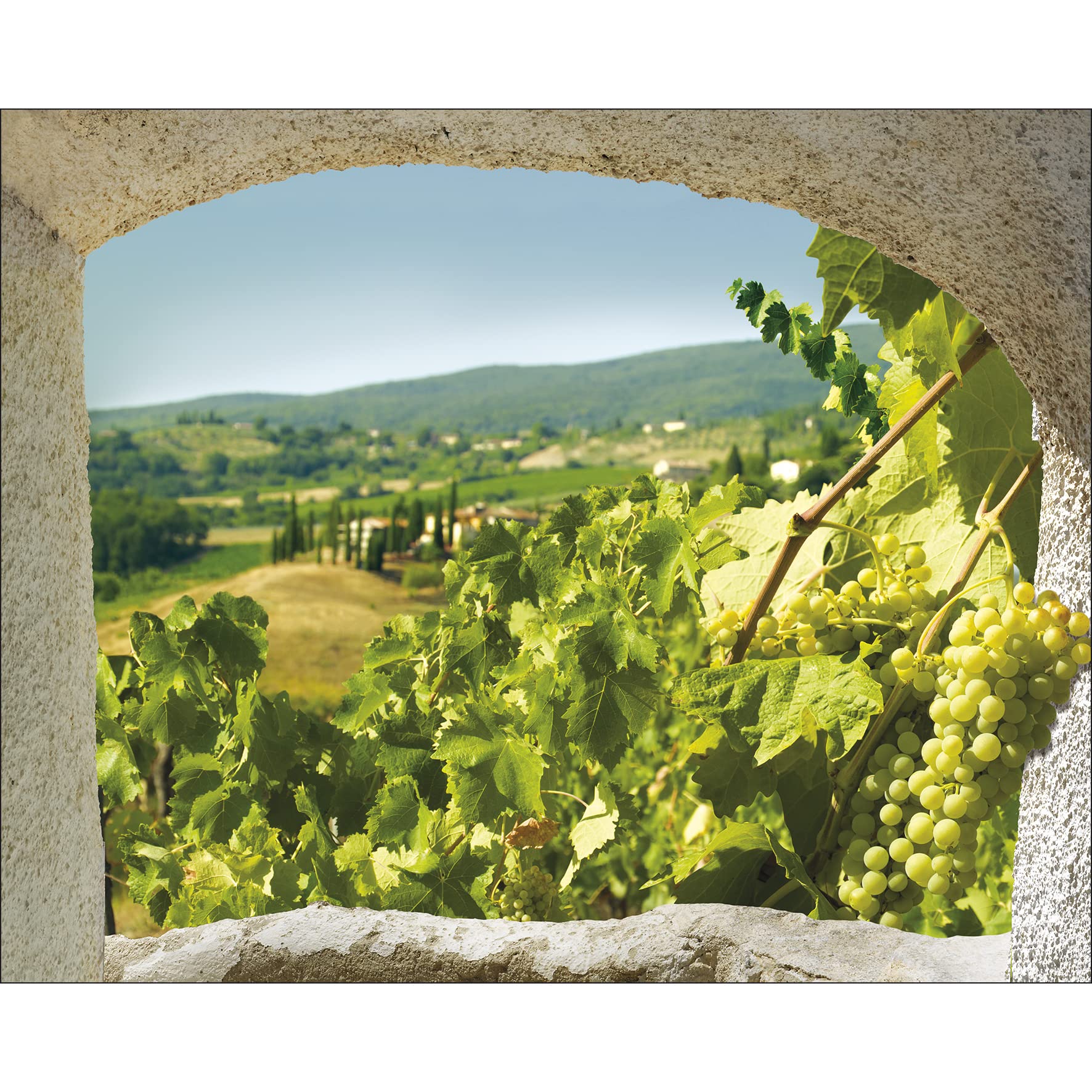 Décoration adhésive Toscane de qualité premium effet trompe l'œil fenêtre réaliste