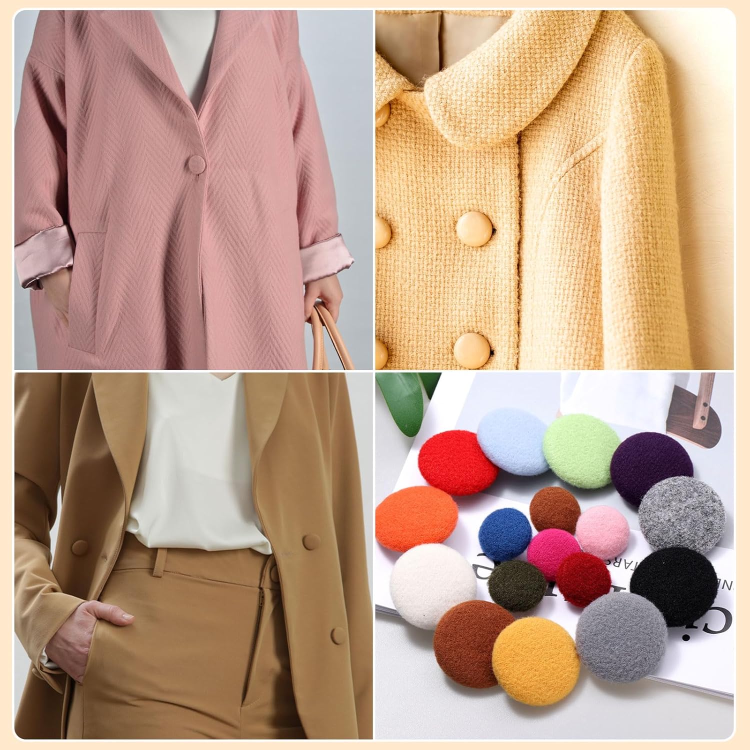 HARFINGTON 10pcs Fabric Cloth Covered Buttons 0.8" Round Plush Sweaters Button with Aluminum Shank Sewing Button for Woolen Coat Jacket Shirt DIY, Rose Red - Image 7