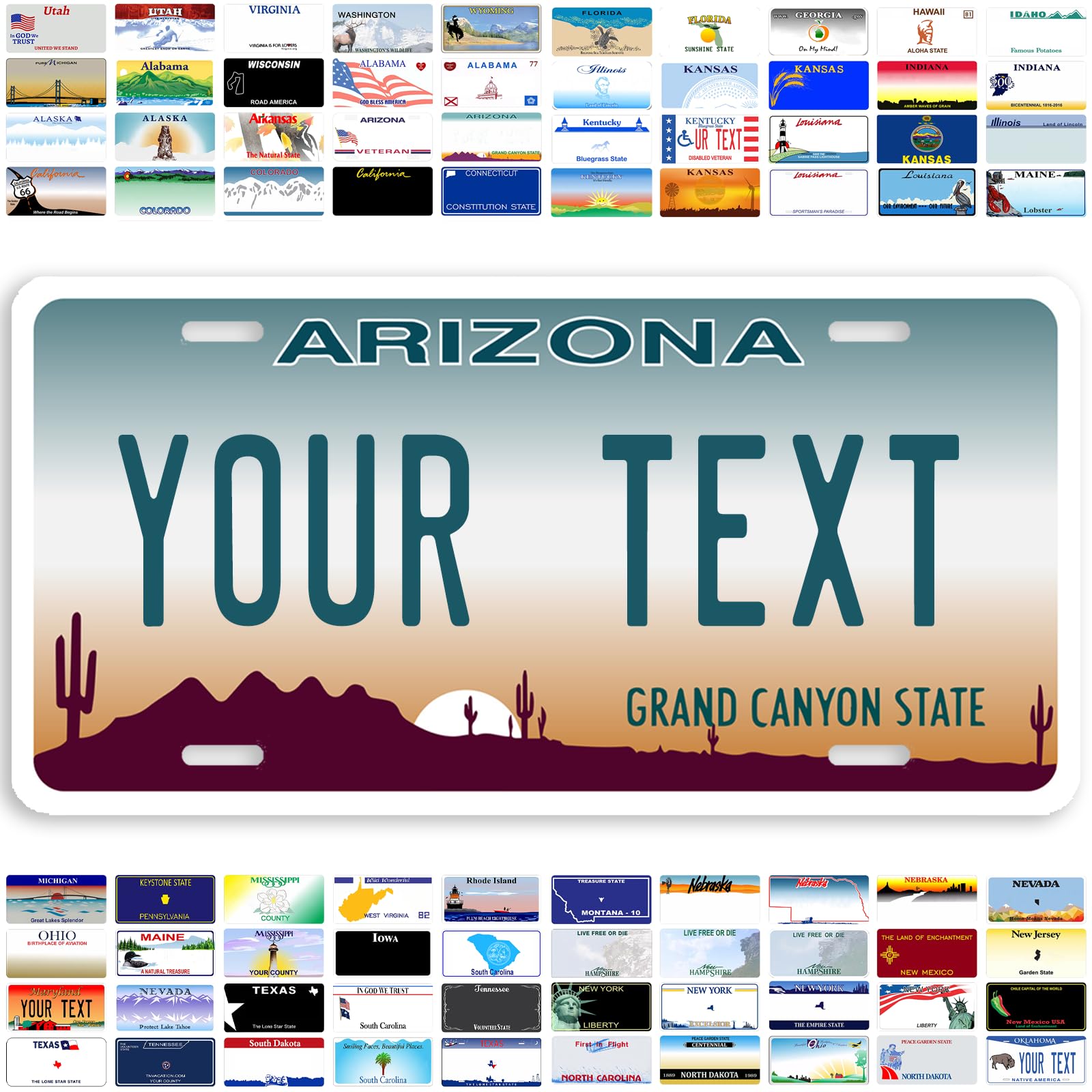 Custom License Plate-12x6 Inches Car Tags-Choose from 50 States-Personalized Front License Plate for Metal Wall Art | Gift for Him