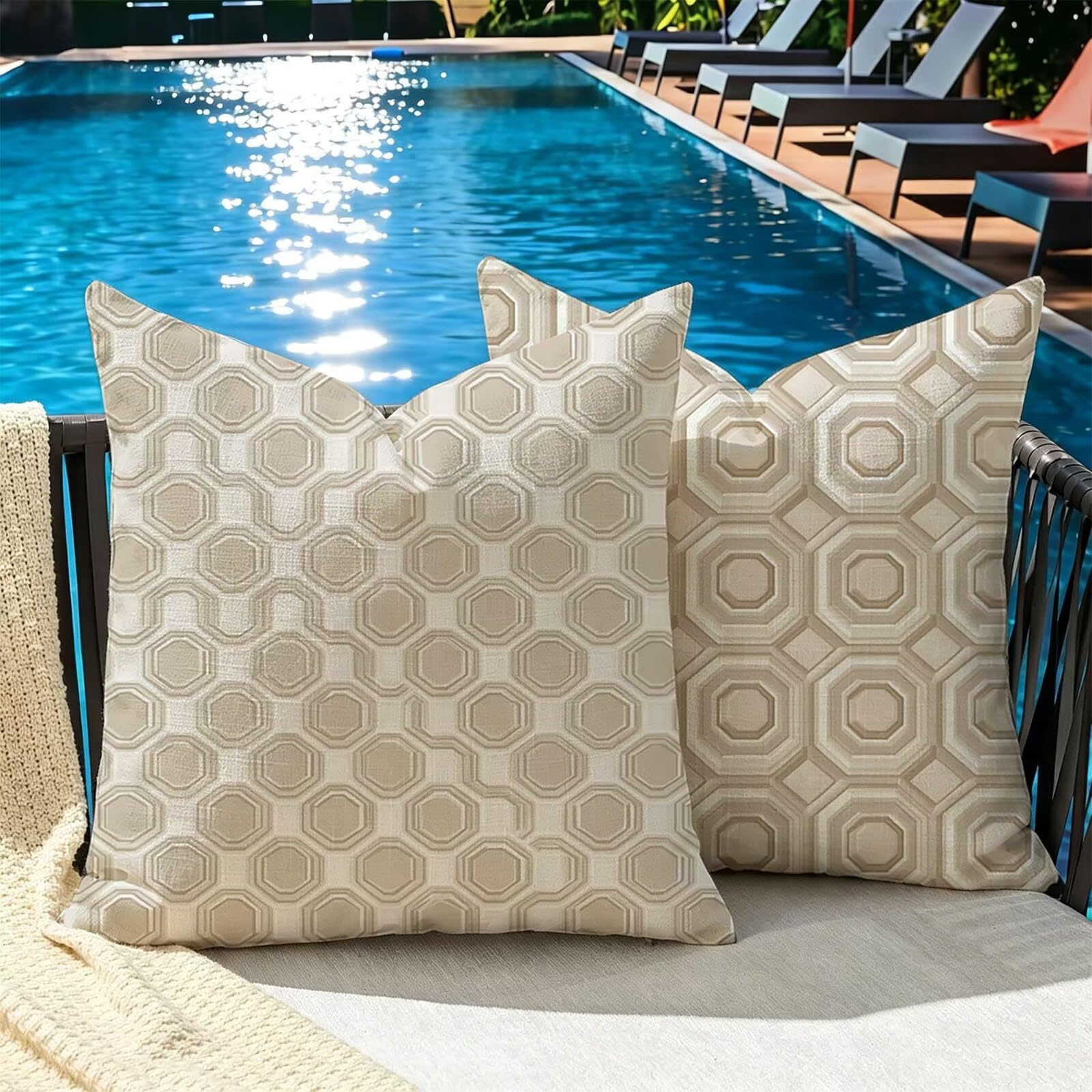 Kissenbezug 75x75cm 2er Set Outdoor Kissen Braun nordisch-2 Leinen