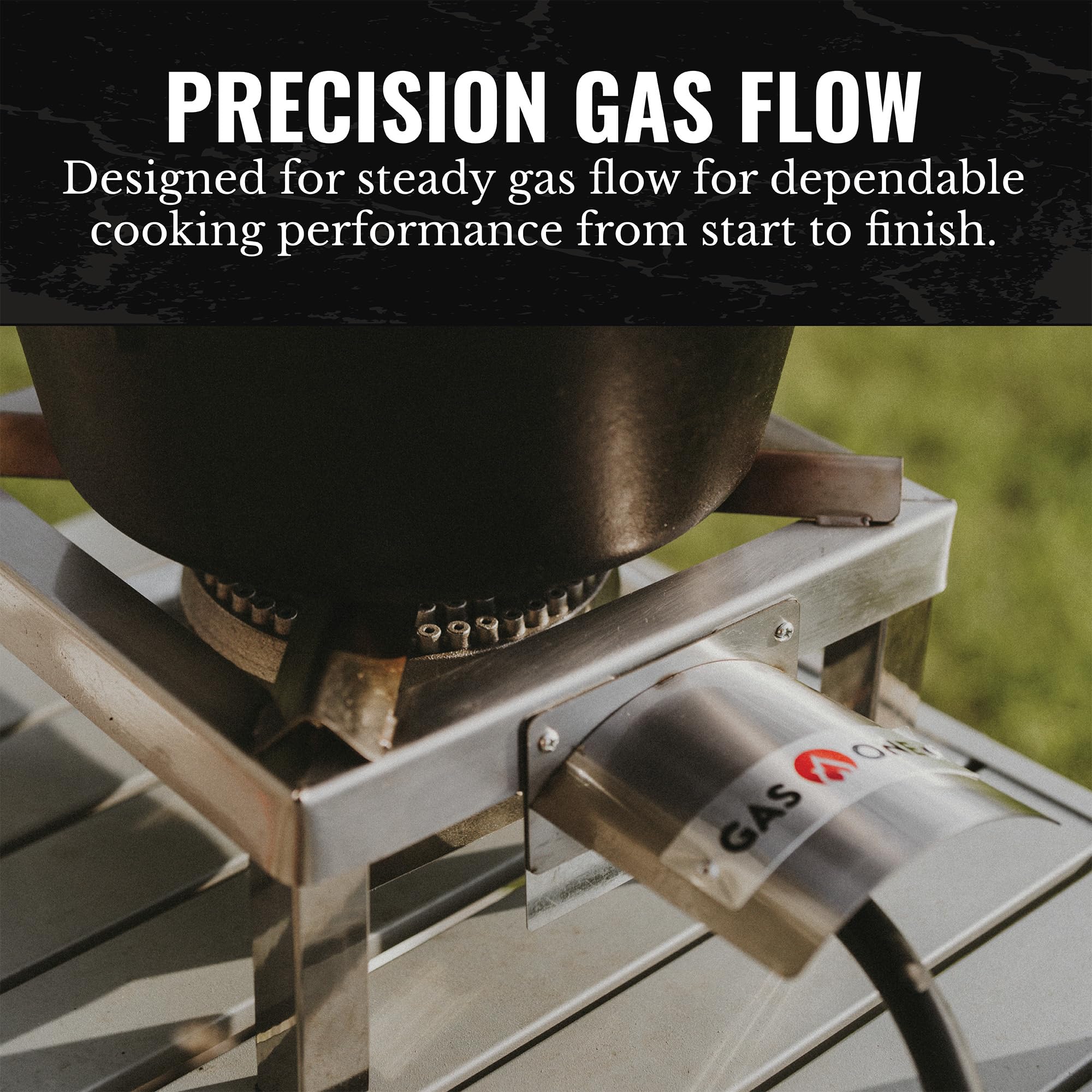 GAS ONE - Bruciatore in ghisa ad alta pressione con orifizio in ottone con regolatore ad alta pressione CSA 0-20 PSI e tubo flessibile