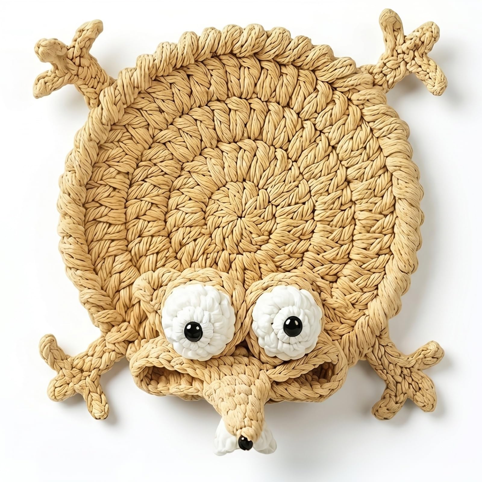 PORUPAEL Handwoven Funny Animal Coaster, Critter Mat Coaster Set, Cute Cup Coasters for Desk Coffee Table Home Office Decor, Protective Gift for Coffee Tea Lovers