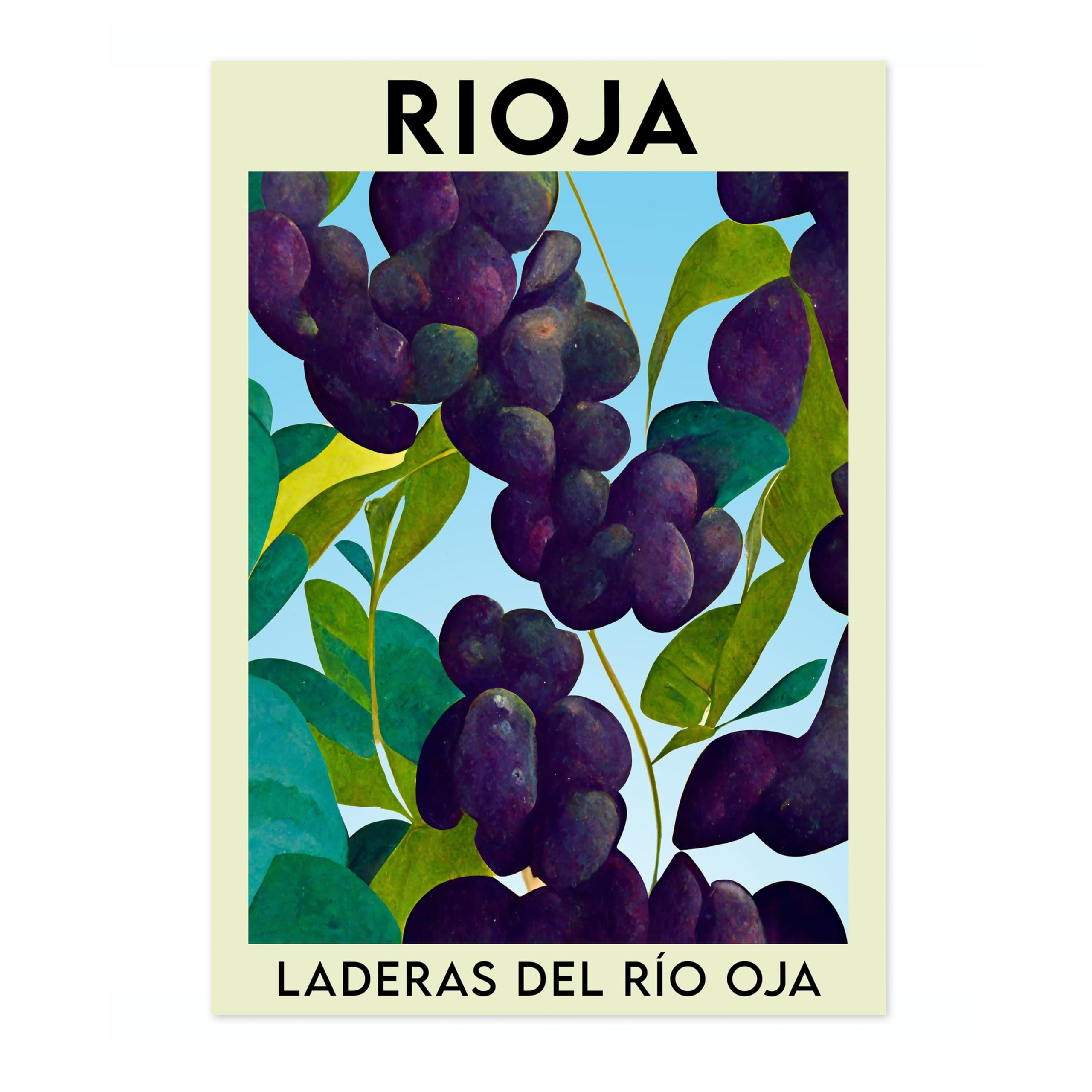 Rioja, Grapes Fruit Market Poster Kitchen Wall Decor Print Abstract Colourful Wall Art Food Travel Bedroom Artwork Picture, A3 (Print Only) - 42x29.7cm — image 1