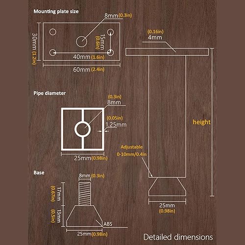 Miniatura 3 de Silente antideslizante ajustable cama cama cama refuerzo lateral de aleación de aluminio patas de cama, muebles cuarto de baño, patas de sofá de