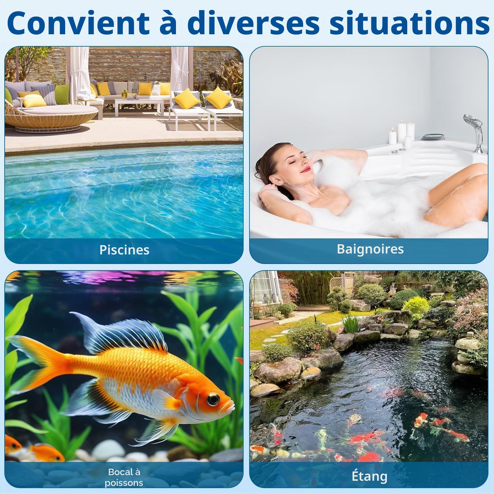 Thermomètre de Piscine Connecté Sans Fil IP67 Flotter Bleu