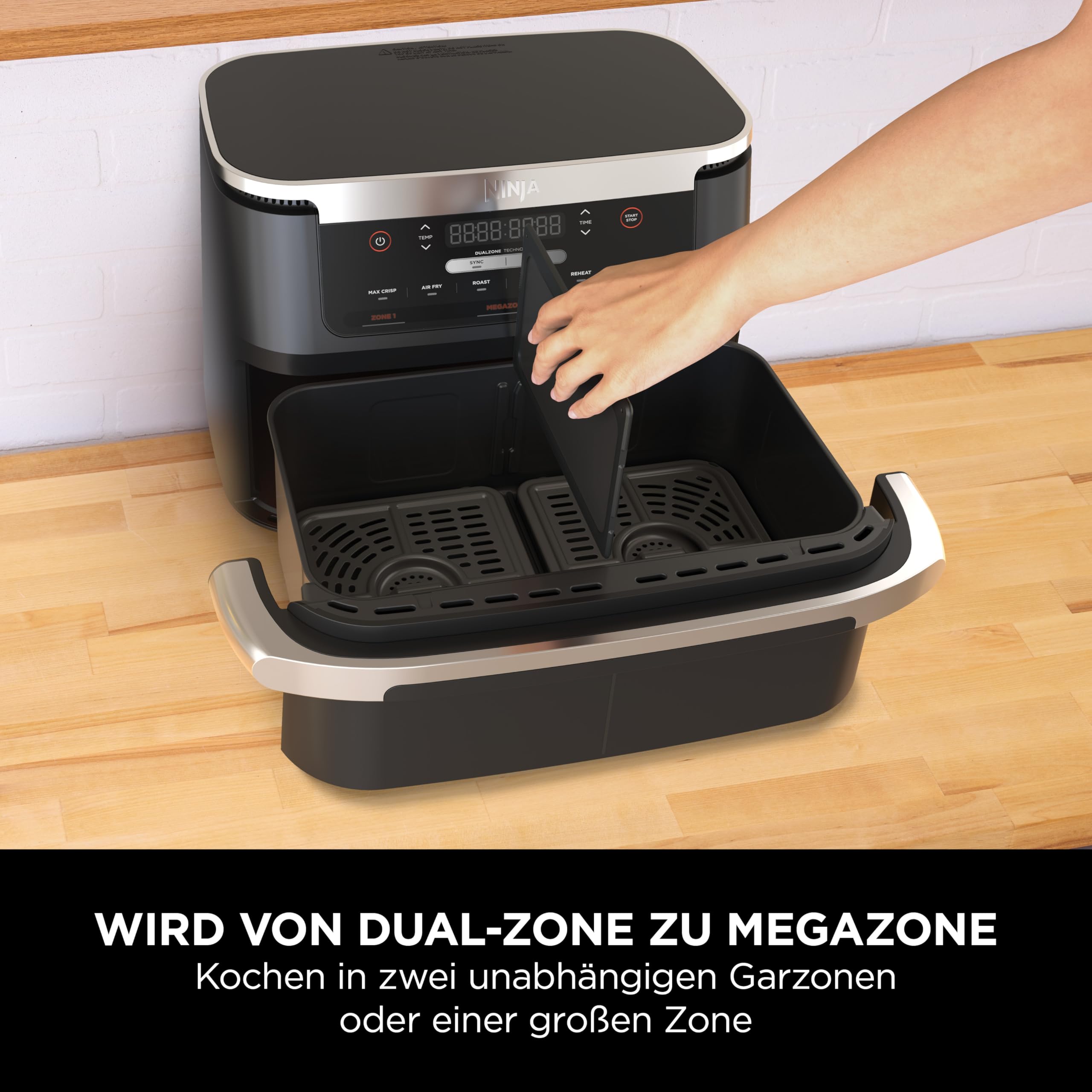 Ninja FlexDrawer Heißluftfritteuse (6 Liter), Schwarz. Dual Zone Air Fryer, große Schublade, 6-in-1, ohne Öl, heißluft-frittieren, braten, backen, Max Crisp, Antihaft spülmaschinenfeste Teile, AF550EU