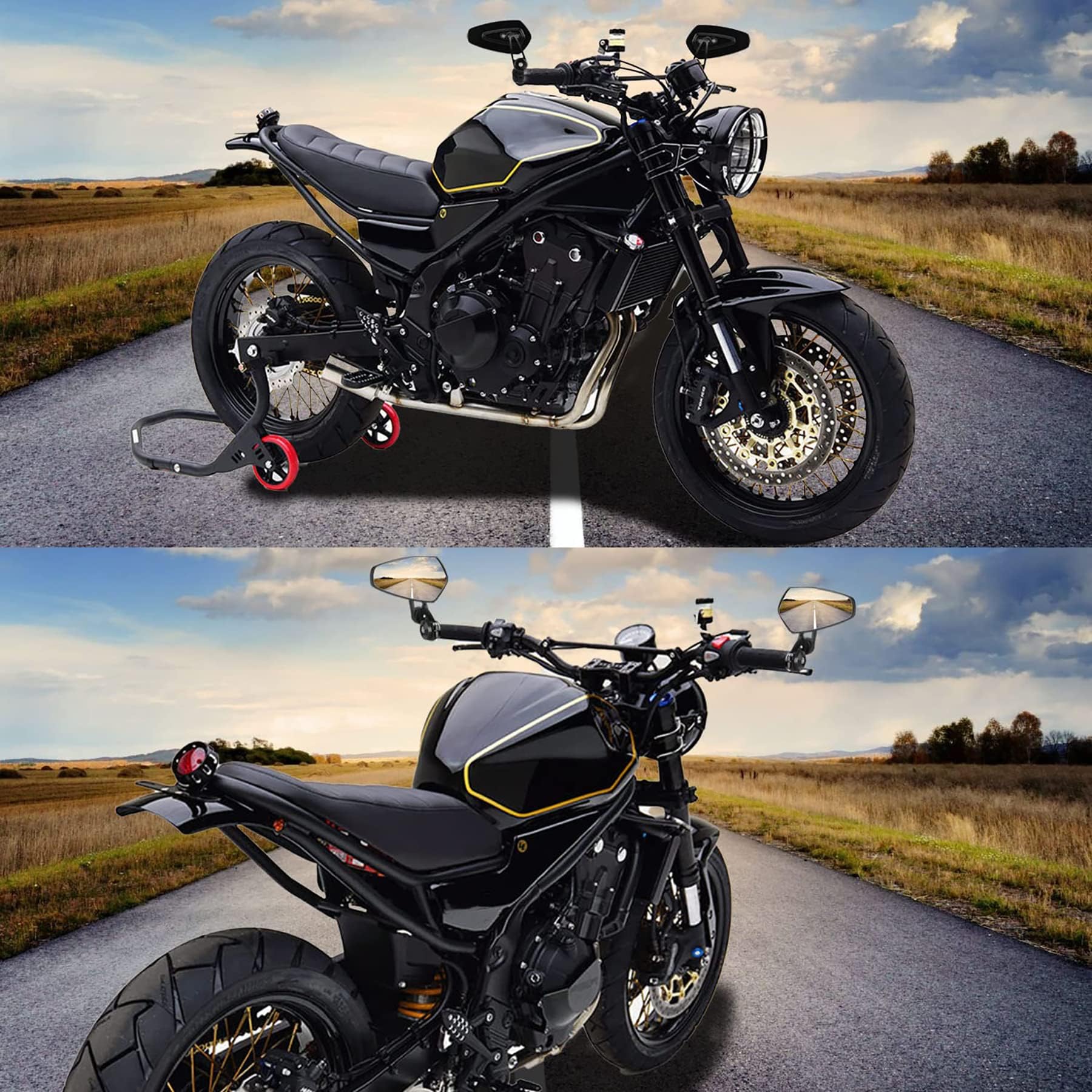 Heart Horse Rétroviseur de Moto Universel 7/8",Bar End Rétroviseurs CNC,Retroviseur Embout de Guidon Anti-Glare Rétroviseur Moto Latéraux pour Moto CBR600 FZ07 FZ09 MT03 MT07 MT09 Z125 Z900 (Bleu)