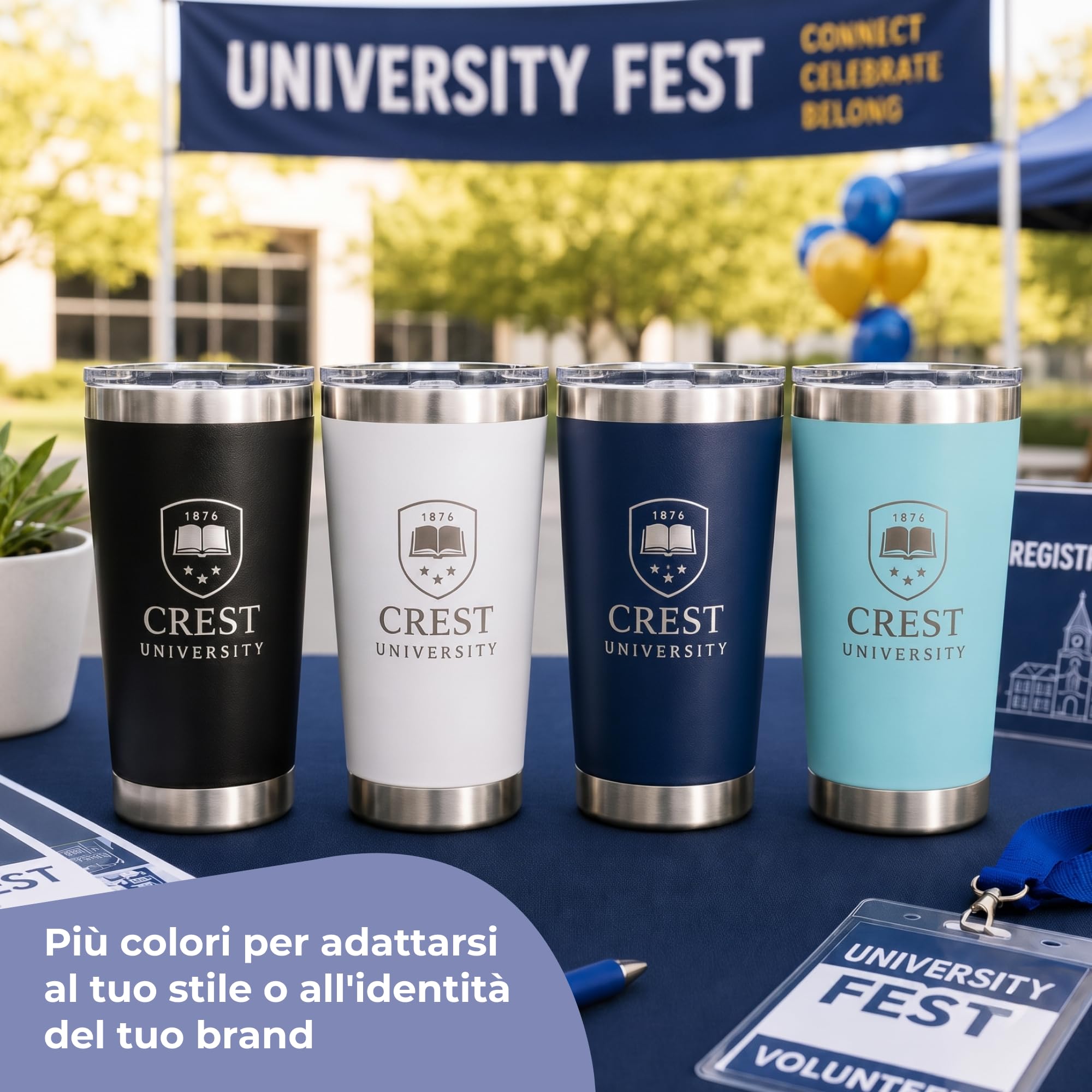 Cimpress Tazza termica personalizzata, 562 ml, doppia parete, Blu ghiaccio | Personalizzabile con foto, logo o testo, senza BPA, bicchiere termico da viaggio per ufficio, aziende ed eventi
