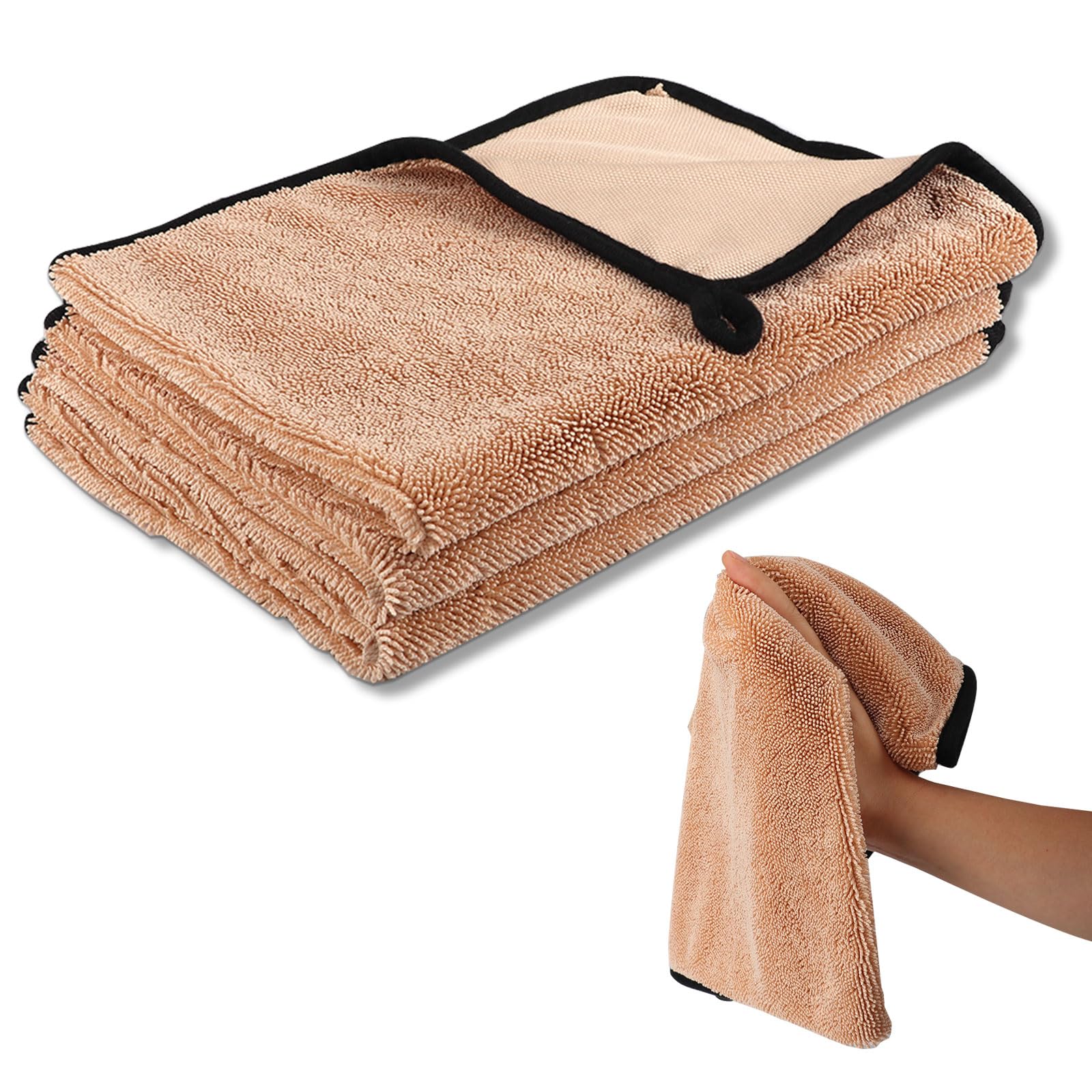 Longzhuo Large Bath Towels, 15.74'' x 23.62'' Bath Towel Set, Microfiber Bath Towels Pack of 3, Lighter Weight, Quicker to Dry, Highly Absorbent, Beach Towel for Bathroom, Gym, Hotel, SPA (Khaki)