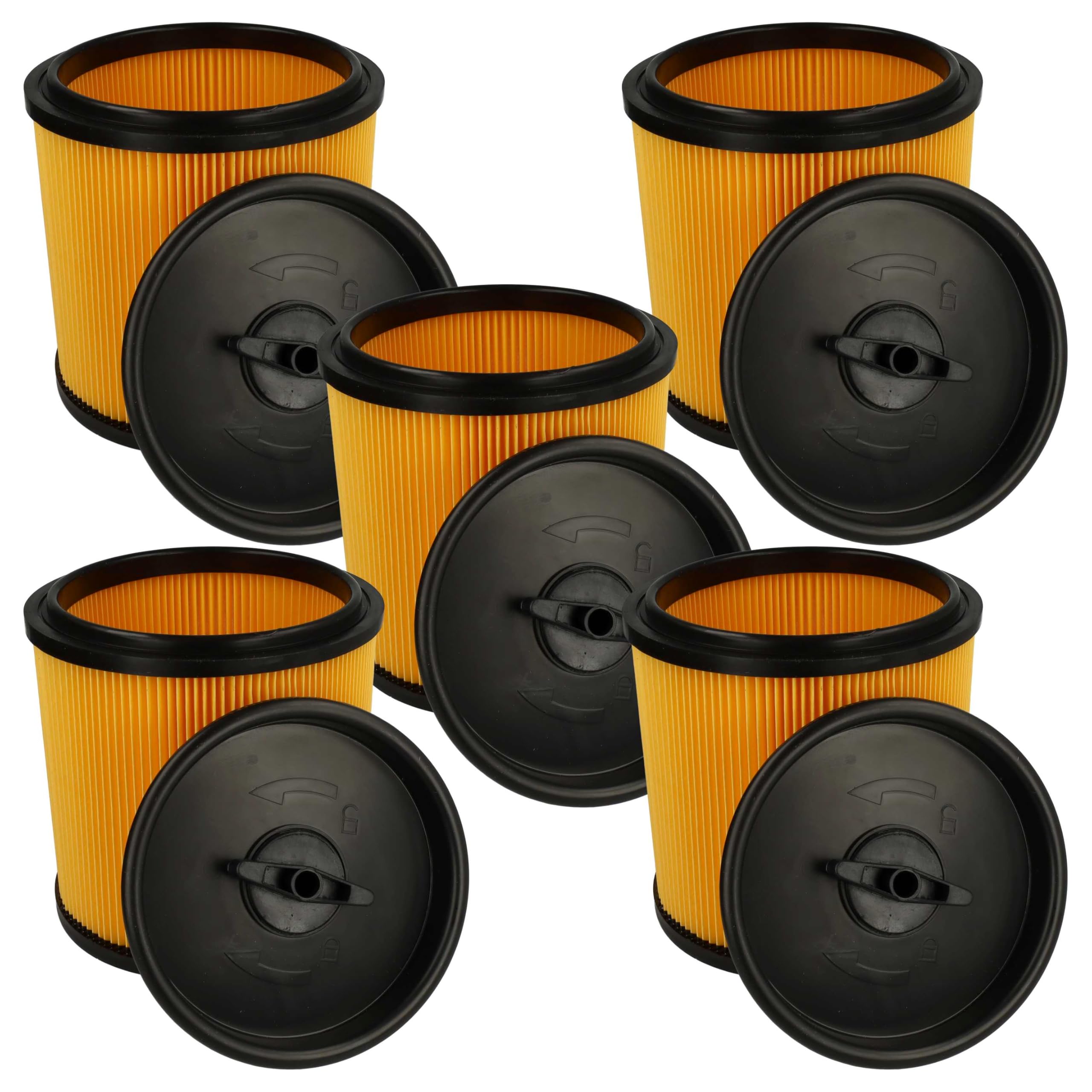 vhbw 5 x filtr składany kompatybilny z odkurzaczem Dexter VOD 1530 SWC 30L, VQ 1420 SFD 20 l - filtr nabojowy, żółto-czarny