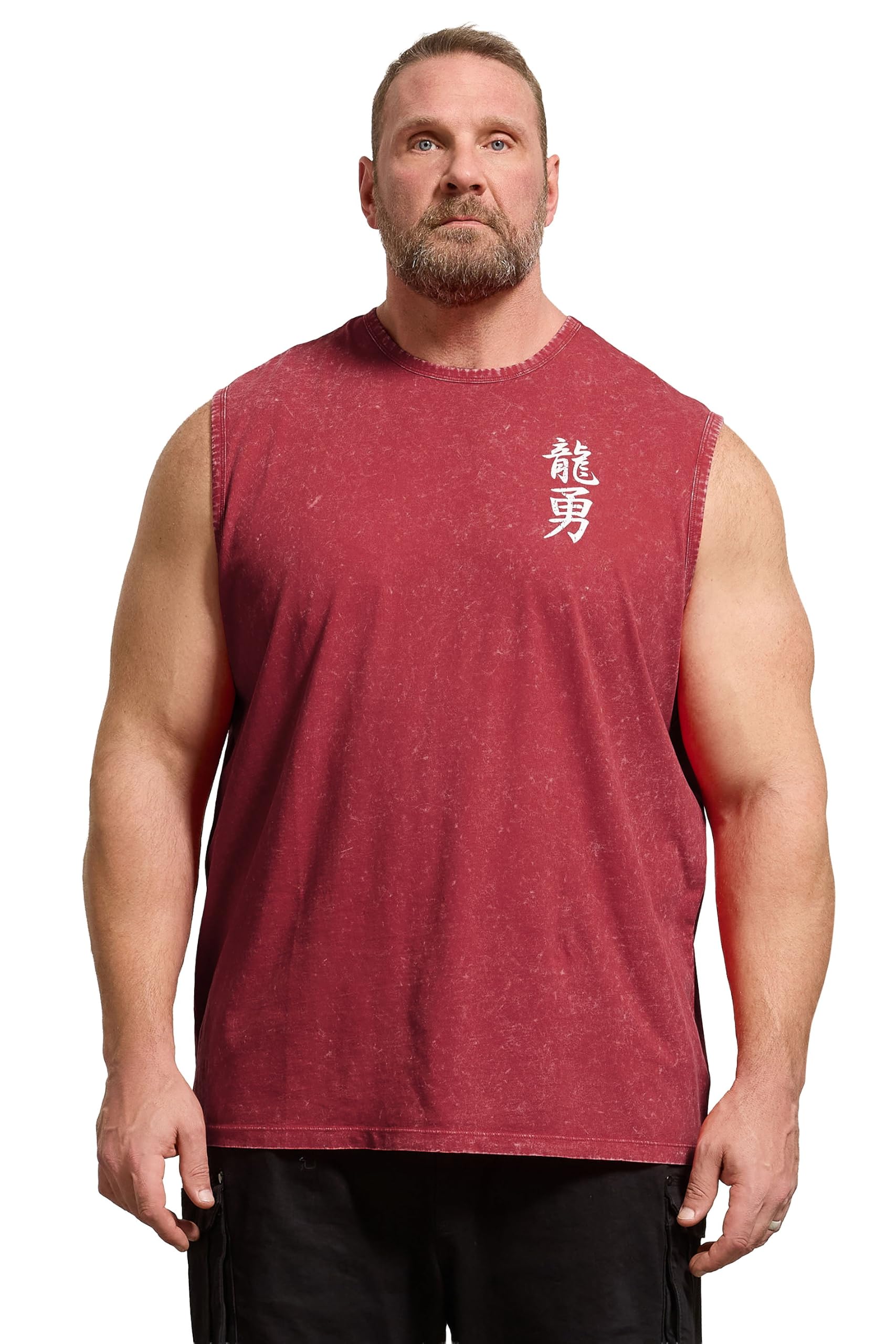 Badrhino Men's Red Big & Tall Acid Wash Graphic Vest - Plus Size Curve