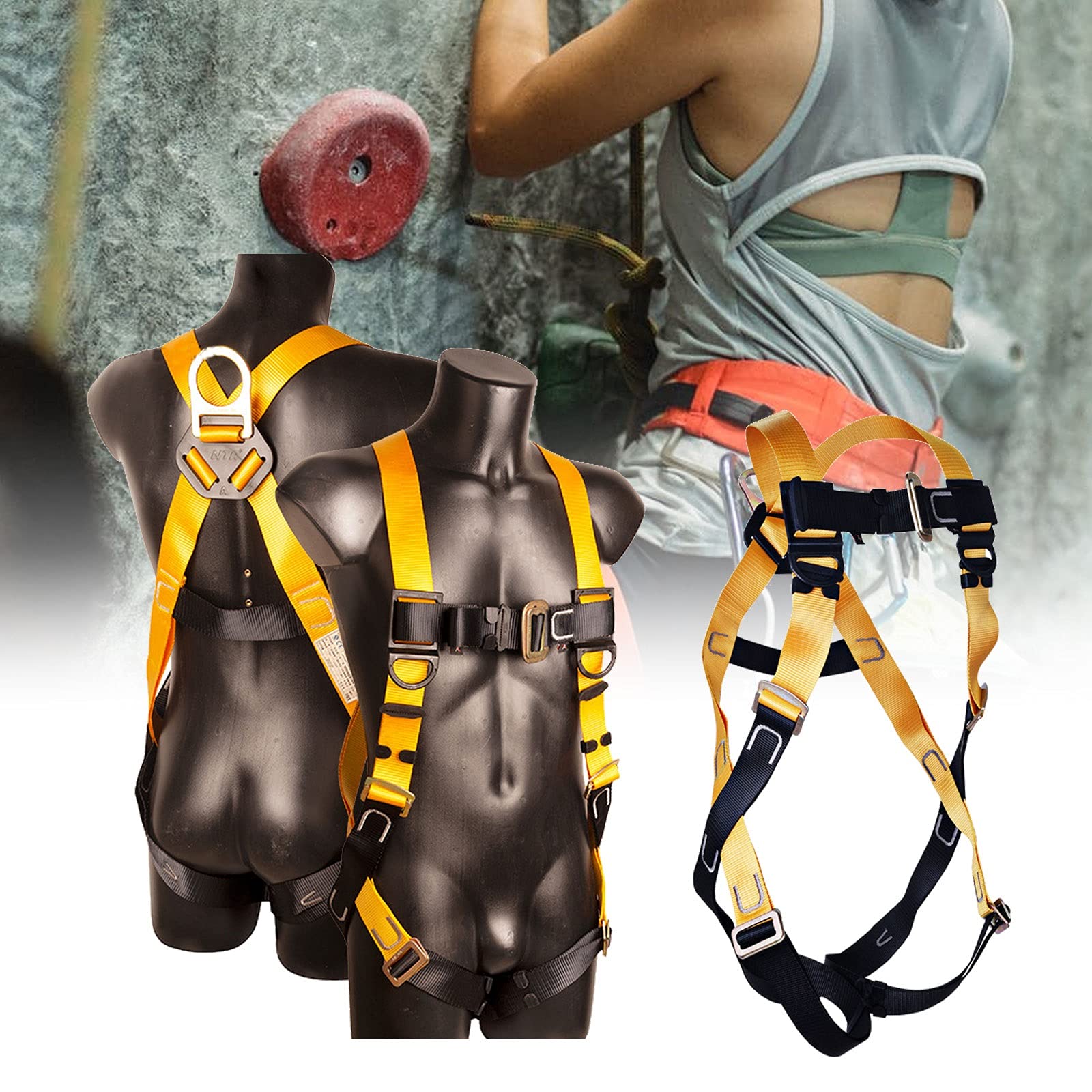SwaYve Arneses de Seguridad, Arnés de Seguridad Anticaídas, Arnés de Seguridad de 5 Puntos, Kit de Cinturón de Seguridad, Arnés de Seguridad Anticaídas, Arnés de Seguridad para Trabajos de Construcció