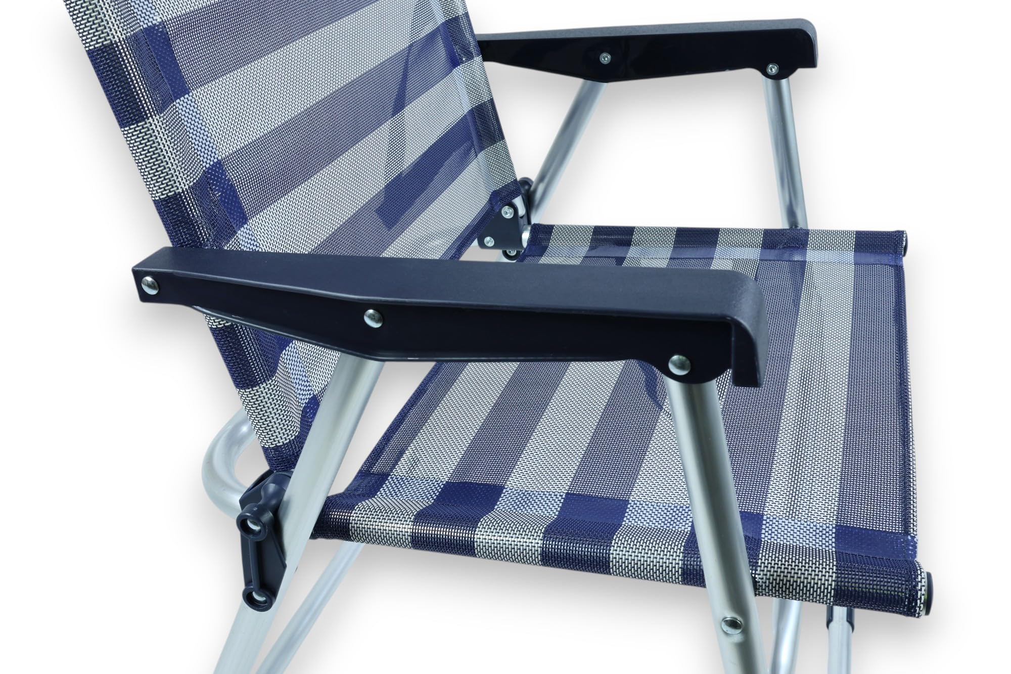 HERSIG - Silla de Playa Plegable de Aluminio con Asa, Estructura Reforzada y Tejido Anti-Desgarro para Relax en Exterior con Respaldo (Azul)