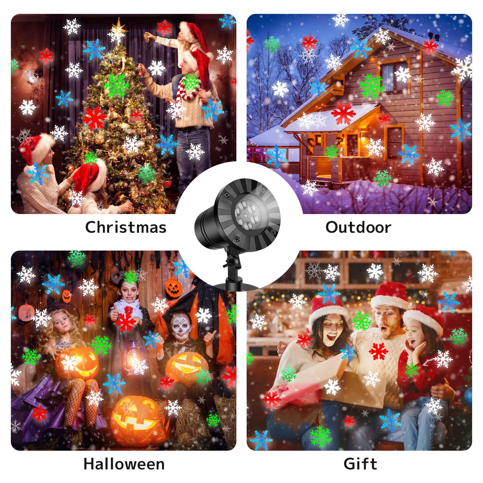 Projecteur De Noël LED étanche 3D Flocon De Neige Avec Télécommande