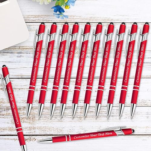 Miniatura 72 de Bolígrafos personalizados con punta de lápiz capacitivo, bolígrafos grabados personalizados, bolígrafo de tacto suave, tinta negra impresa sin