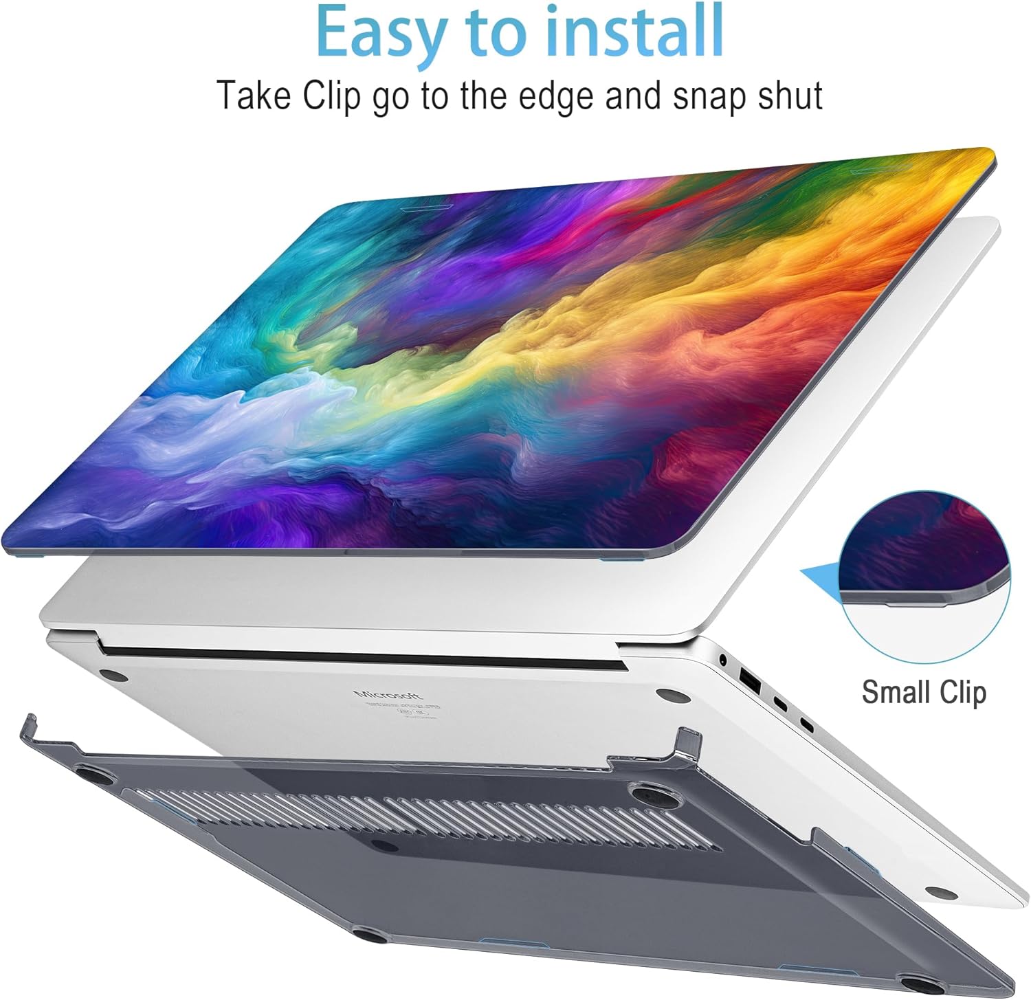 Mektron Case for 13.8" Microsoft Surface Laptop 7 Windows 11 AI PC 2024 Surface Laptop 13.8 Inch Cover Fits Model 2036, Keyboard Cover +Screen Protector +Dust Plugs, Rainbow Cosmic