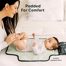 KeaBabies Portable Diaper Changing Pad - Large Waterproof Baby Changing Mat, Compact Travel Diaper Clutch, Functional Pockets Fit Newborn Essentials, Wipeable & Padded Baby Changer (Woods)
