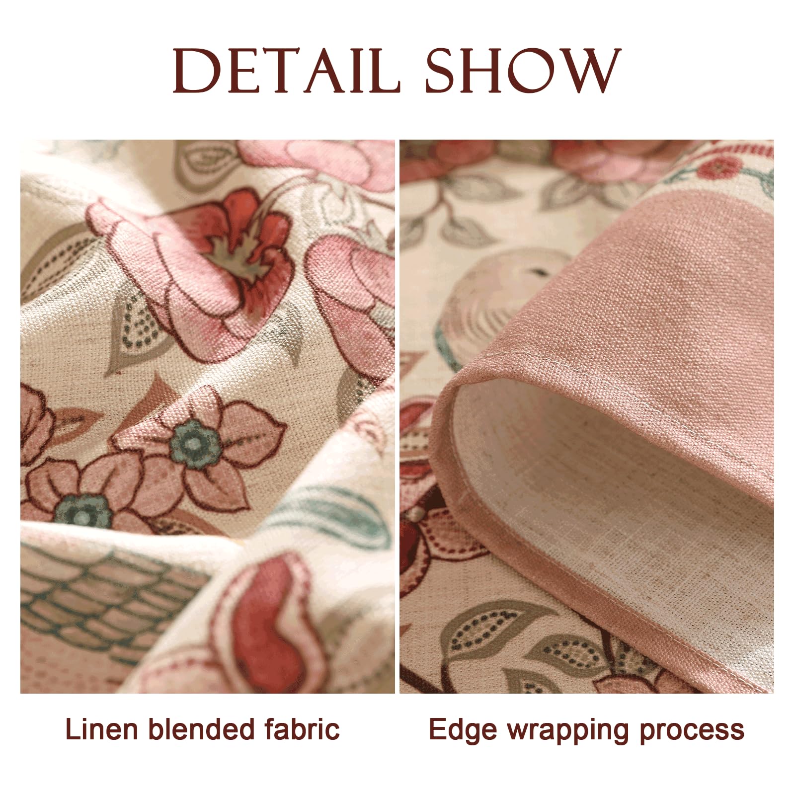 Patdrea Nappe En Lin Français Doux Et Durable à Motif Floral - Nappe De Cuisine Et De Salle à Manger Pour Tables Rectangulaires Pour Fêtes De Noël - 160 X 259 Cm