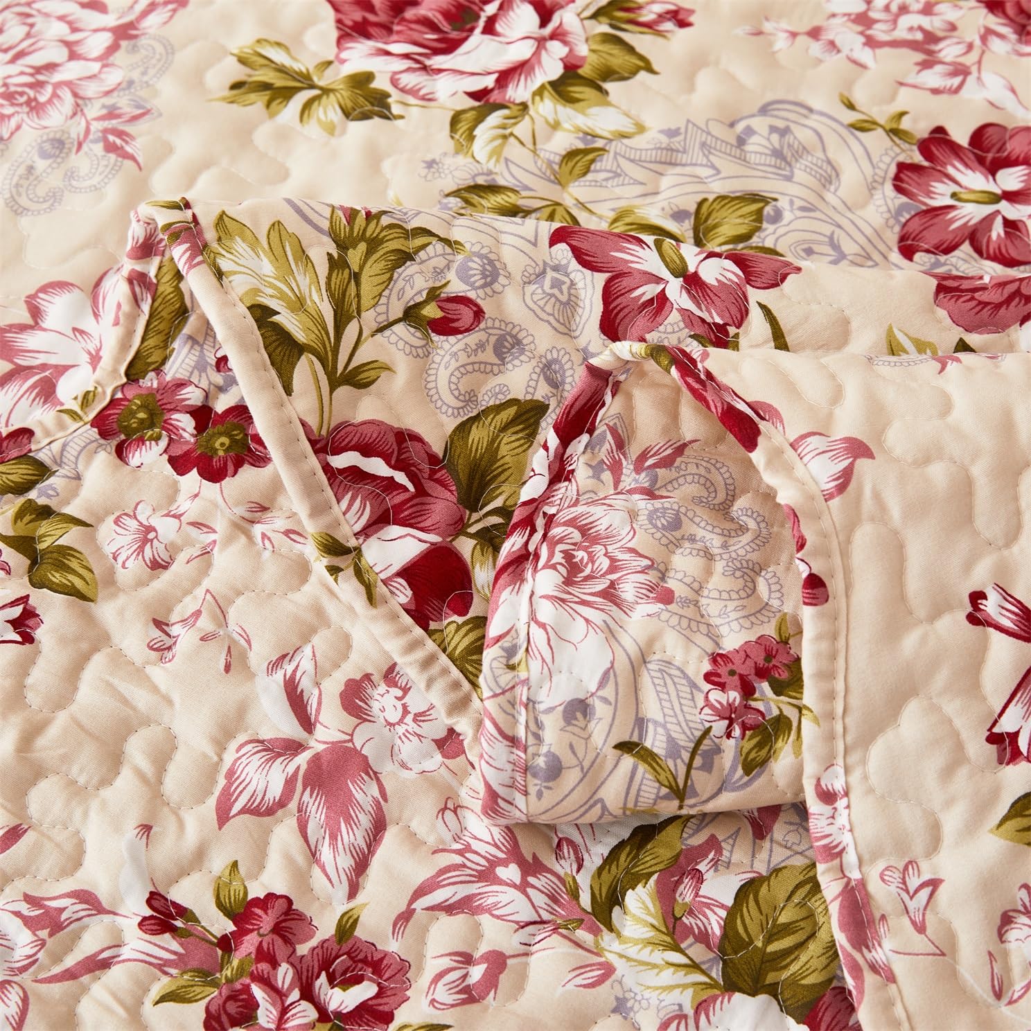 Cmfshape Zomer Floral Queen Gewatteerde Sprei, Romantische Cmfshape Zomer Floral Queen Gewatteerde Sprei, Romantische