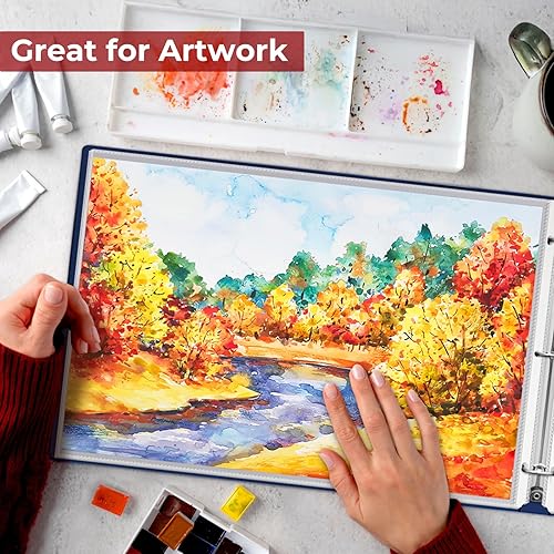 Miniatura 9 de Dunwell Protectores de hojas de 11 x 17 pulgadas (paquete de 25, pesado), fundas de plástico de tamaño mayor de 11 x 17 pulgadas, 3 agujeros