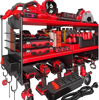 Spampur 电动工具收纳架带充电站 - 红色