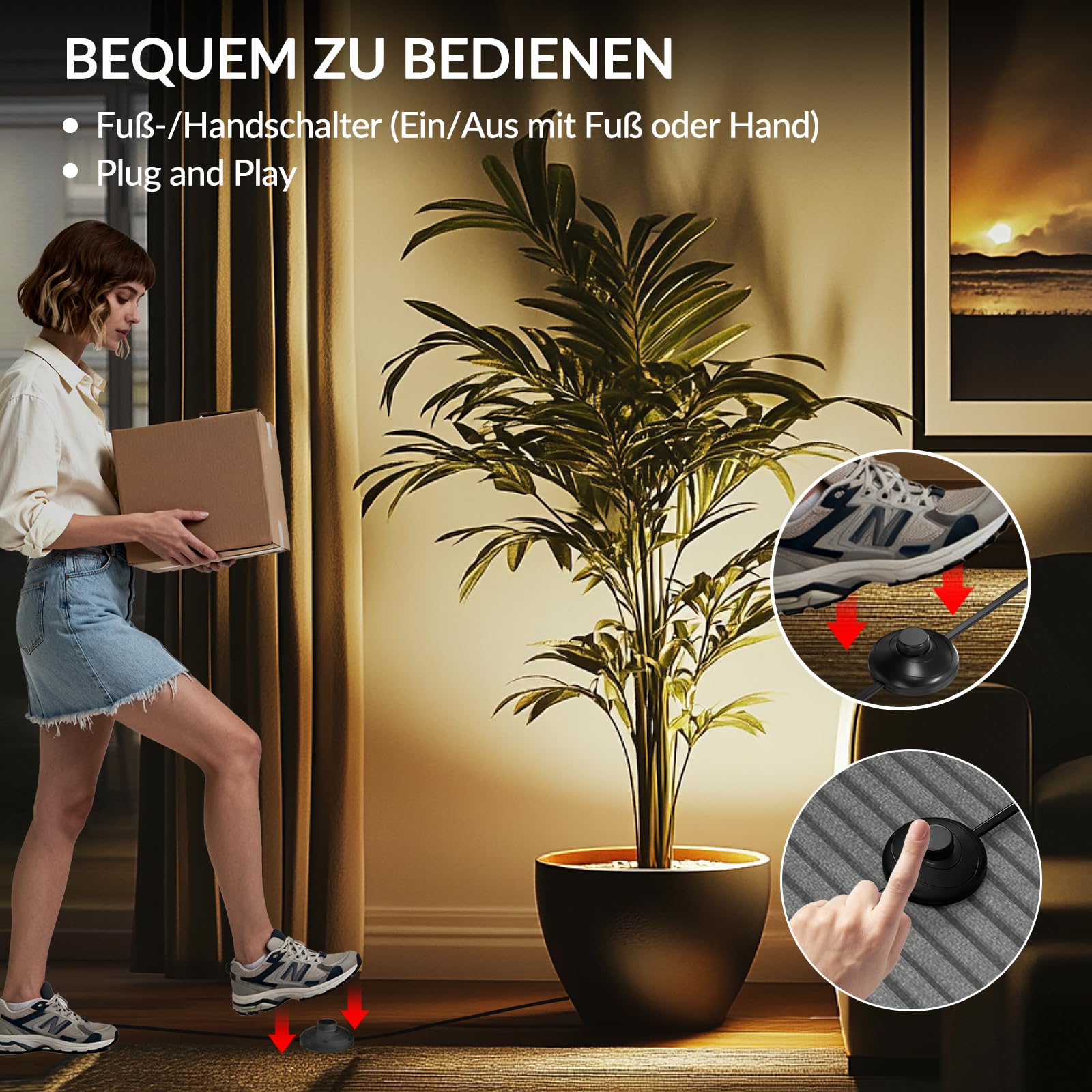 LED Uplight Spot Bodenstrahler 2 Stück 5 W Bodenleuchte mit Fußschalter 3000 K Warmweiß 230V