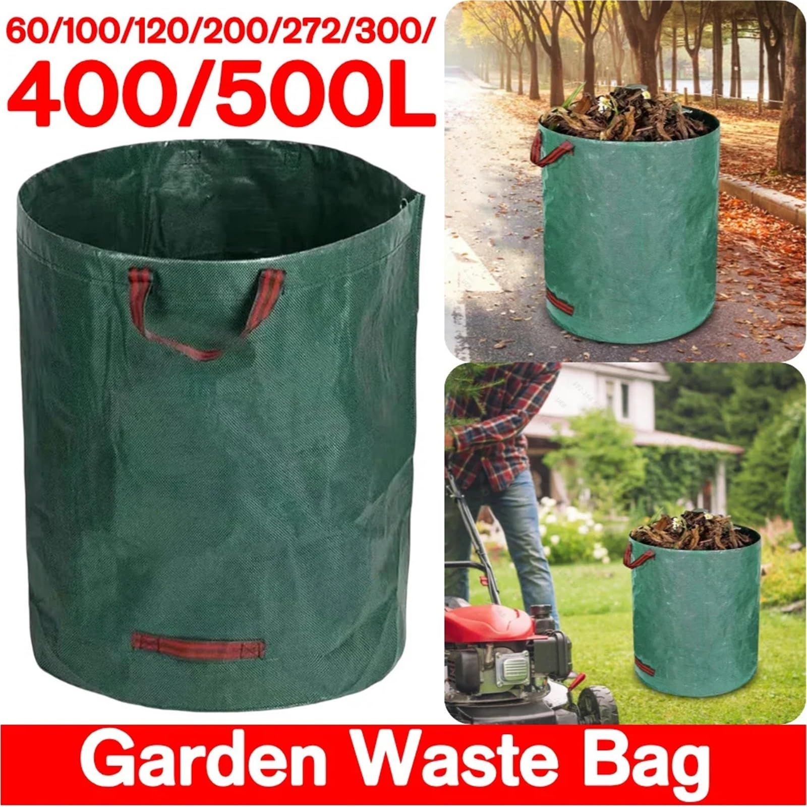 2 Stück Gartenabfallbeutel 60L-500L Gartenbeutel mit großer Kapazität Wiederverwendbarer wasserdichter Laubsack Unkraut-Mülleimerbehälter FüR Laub(272L 67x76cm)