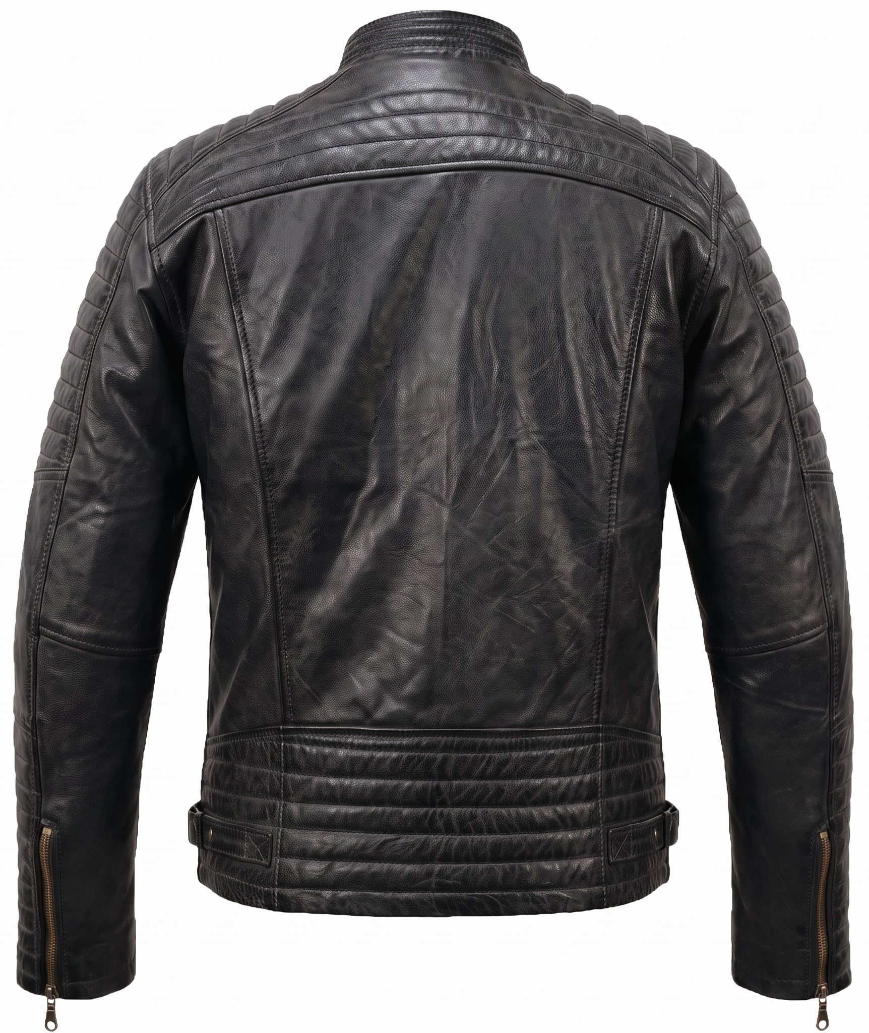 MDM Herren Lederjacke aus echtem Lamm Nappa Leder Slim Fit, Echt Leder Bikerjacke