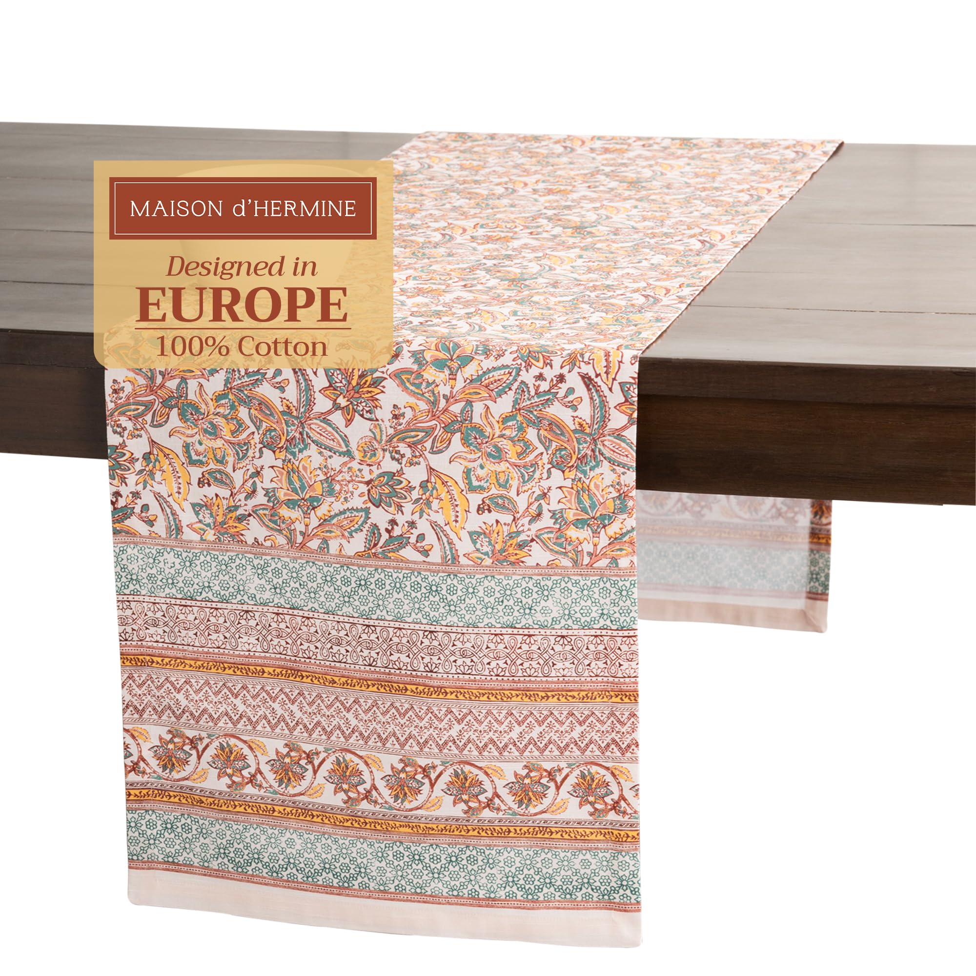 Maison d' Hermine Table runner 100% Cotton Single Layer Table Runners 230 CM long for Christmas Decorations Home Kitchen Dining Party Wedding Bridal Shower (Nila