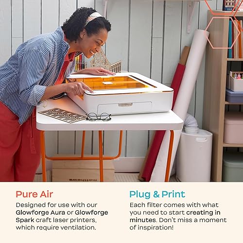 Miniatura 5 de Glowforge Filtro láser para manualidades, compatible con Aura y Spark, con filtros de carbón activado, sin necesidad de ventilación de ventana,