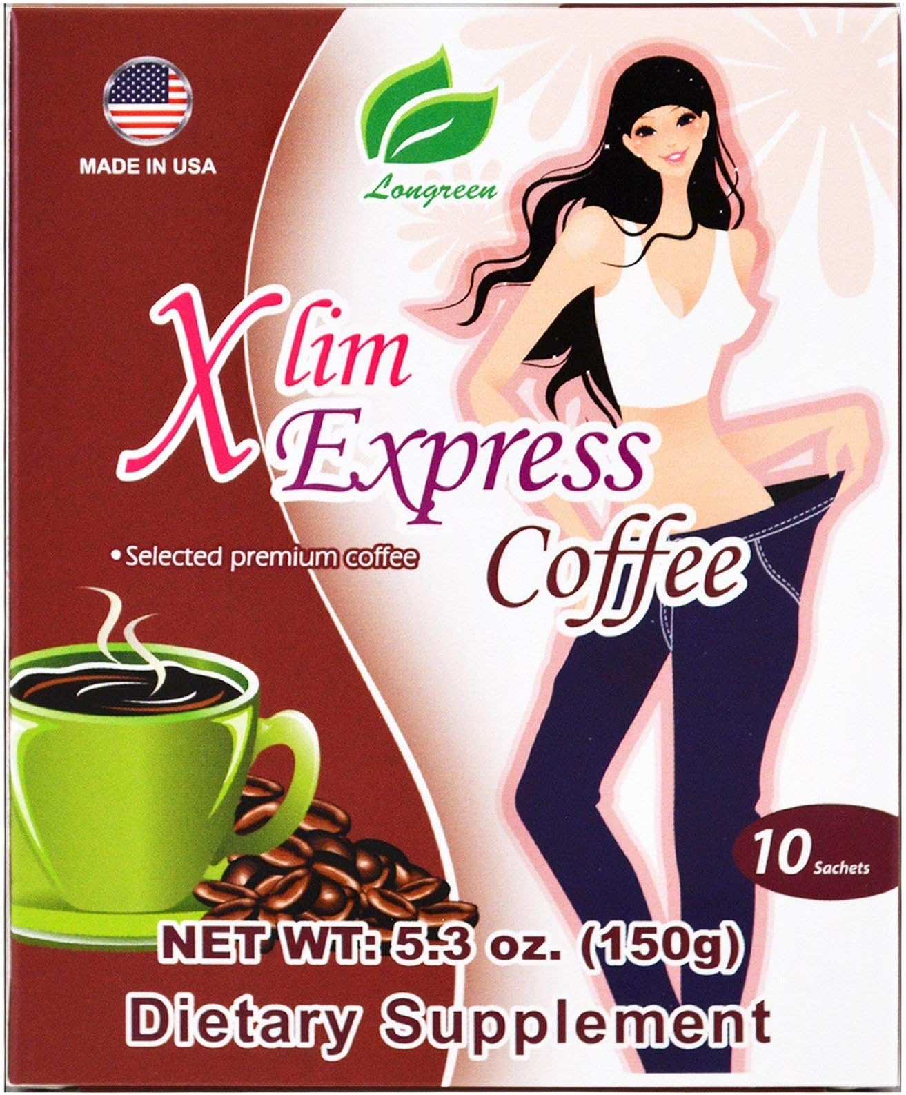 longreen corporation Xlim Express Coffee With L-Carnitine For Weight Loss, 10 Bags/Box,