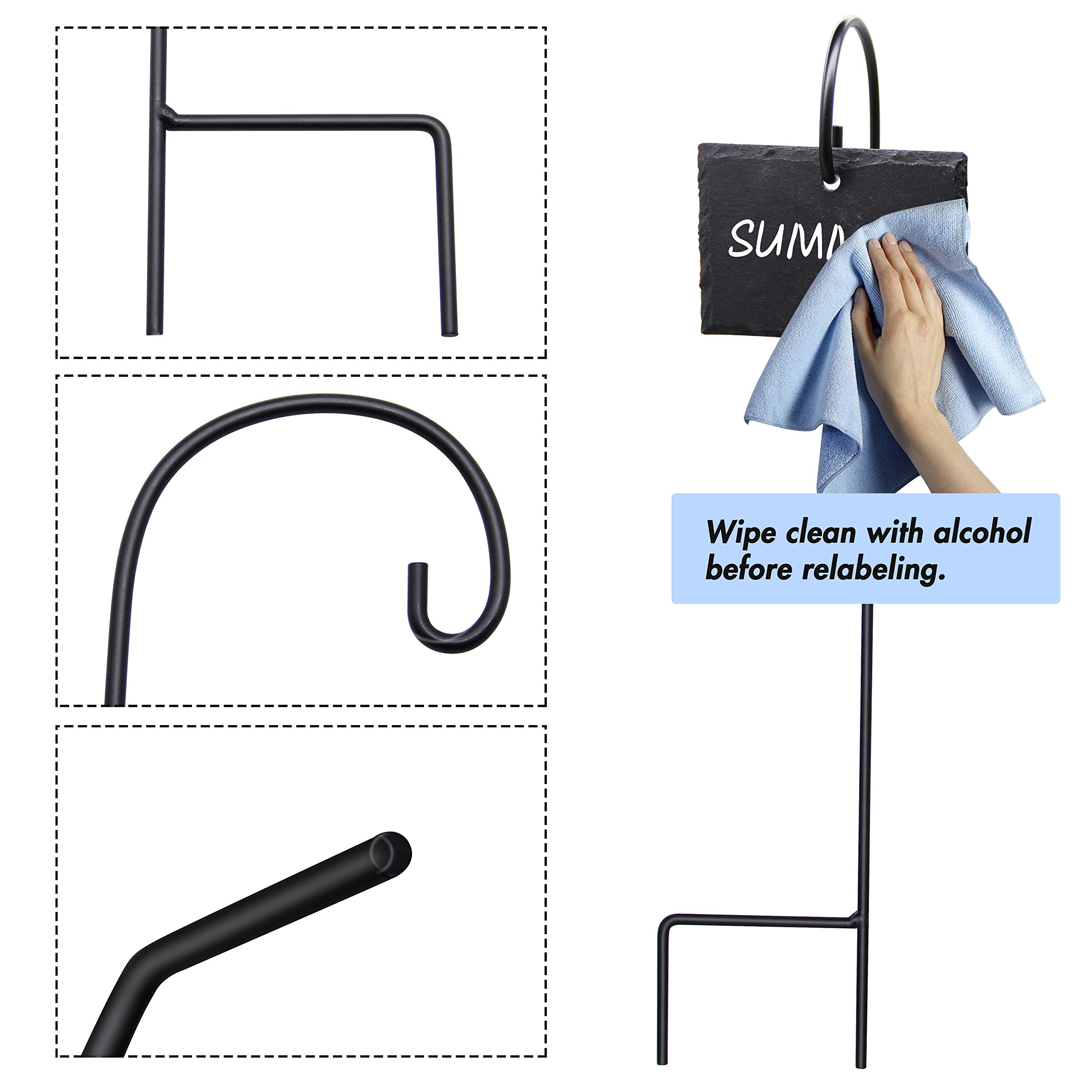 AMAZY Étiquettes En Ardoise Pour Jardin - Lot De 10 Étiquettes Réutilisables + Craie - Résistantes Aux Intempéries - Étiquettes Pour Plantes, Semis, Pots De Fleurs Et Potager (Lot De 10, 20 X 3cm