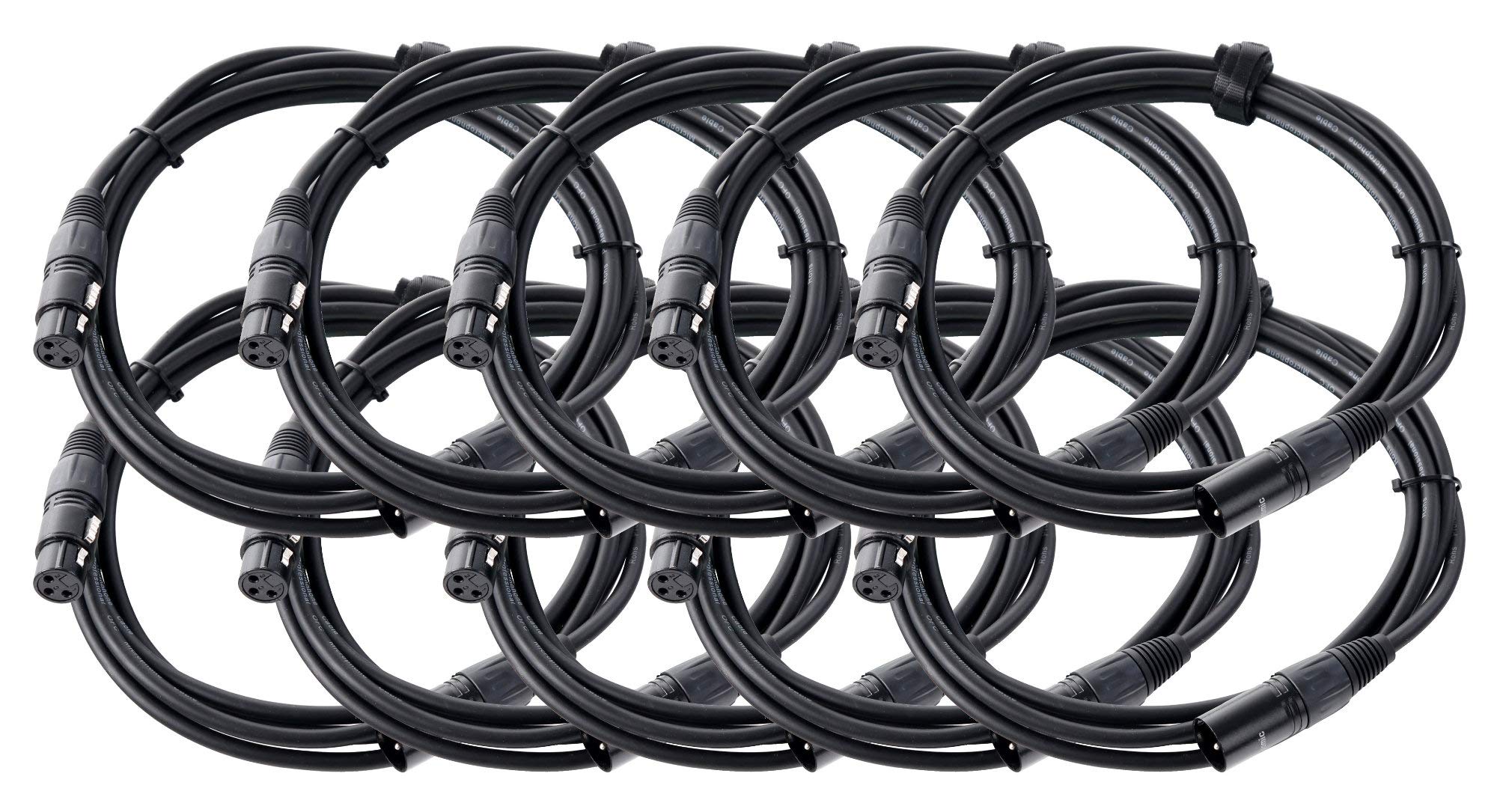Pronomic Stage XFXM-2.5 Cable de Micrófono XLR 2, 5 m Negro Set de 10 | Conectores: XLR hembra 3 polos ? XLR macho 3 polos, Longitud: 2, Sección del conductor: 0, 226 mm², Cobre libre de oxígeno