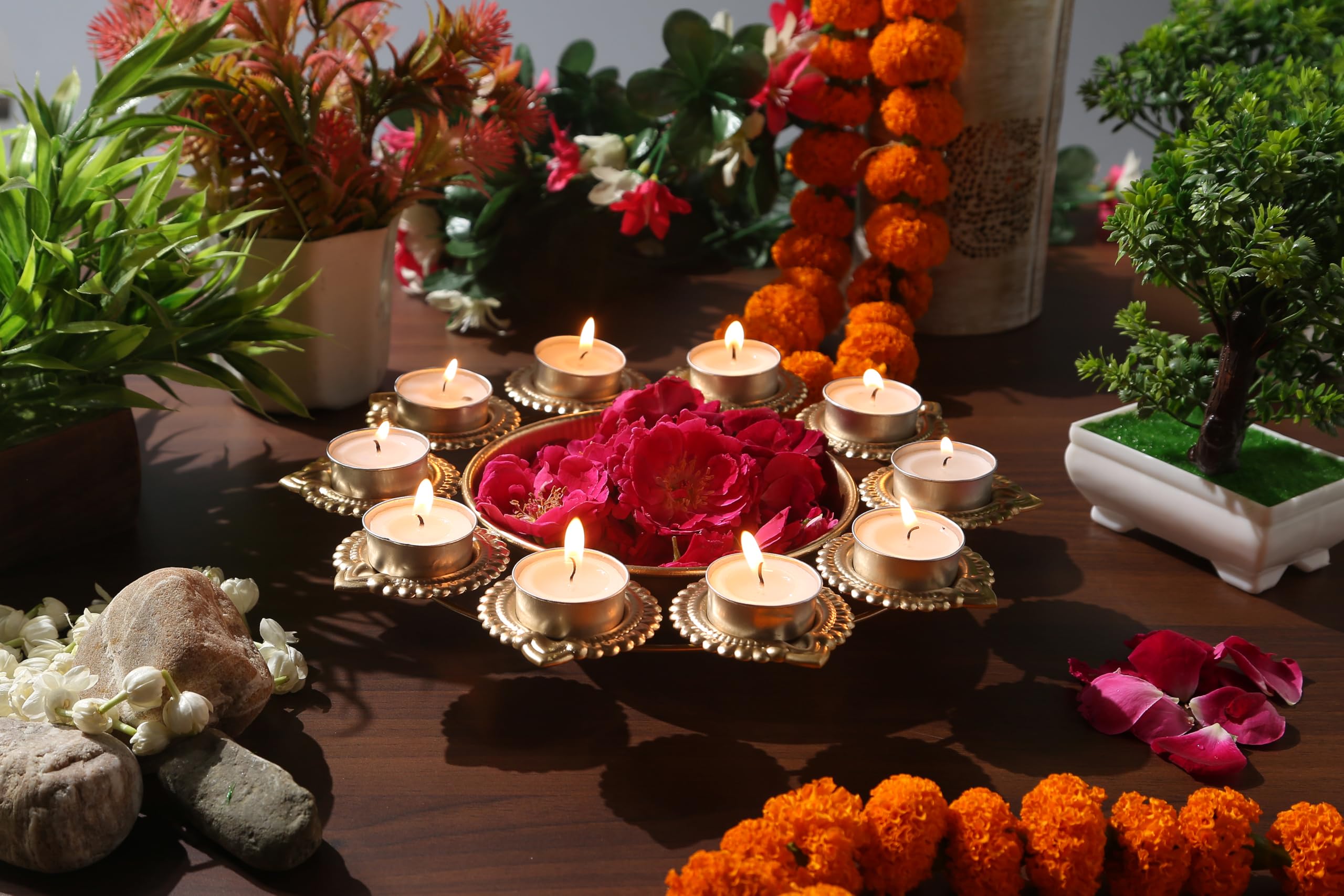 Diya Urli Bowl - Floating Flowers & Tea Lights -5 Diya Urli Bowl - Floating Flowers & Tea Lights -5