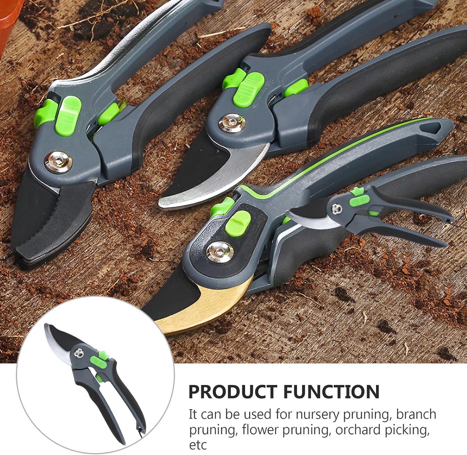 Alipis Pruning Shears Garden Scissors Fruit Tree Branch Pruning Tool Silver Head Handheld Trimmer for Gardening and Horticulture