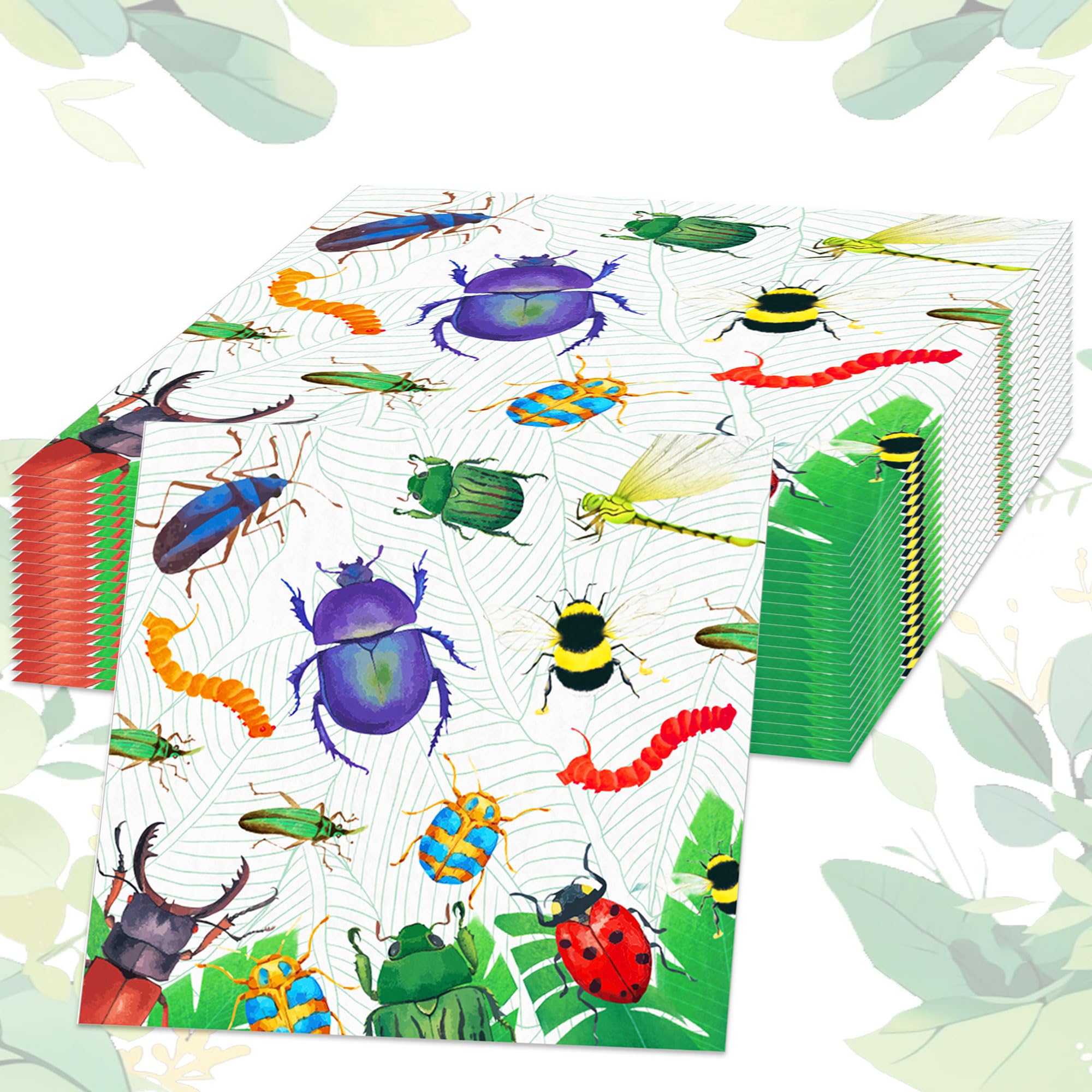 Bug Party Napkins Bugs Theme Party Paper Napkins Insect Disposable Ladybug Dragonfly Paper Luncheon Napkins Bug Theme Party Supplies