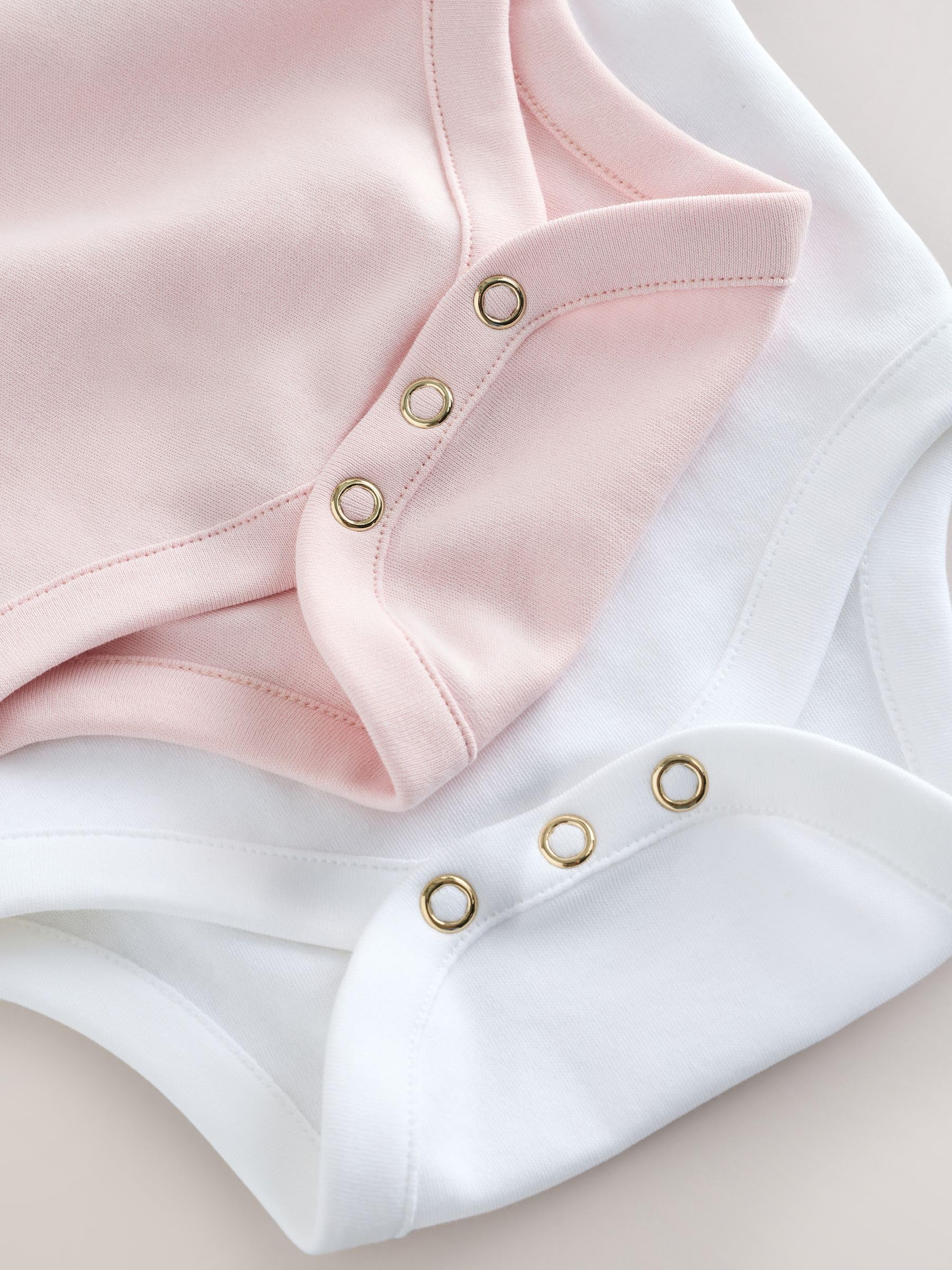 Bambina - Confezione da 2 body con ruches | Bianco / rosa, Neonato, Standard, Button, 100% cotone