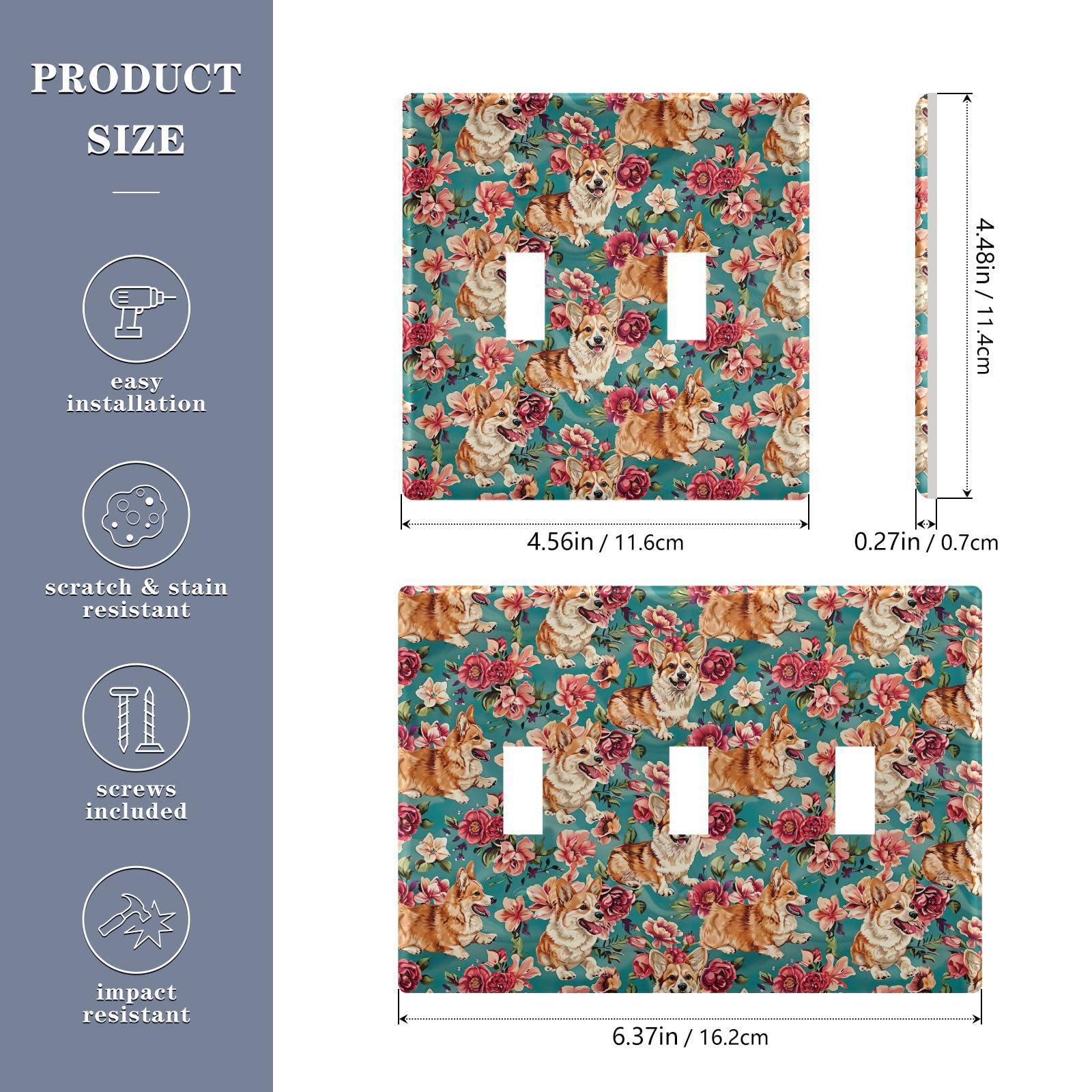 UMIRIKO Cute Shiba Inu Dog Light Switch Cover Plate Covers Decorative Double Toggle Home Decor 202b5357