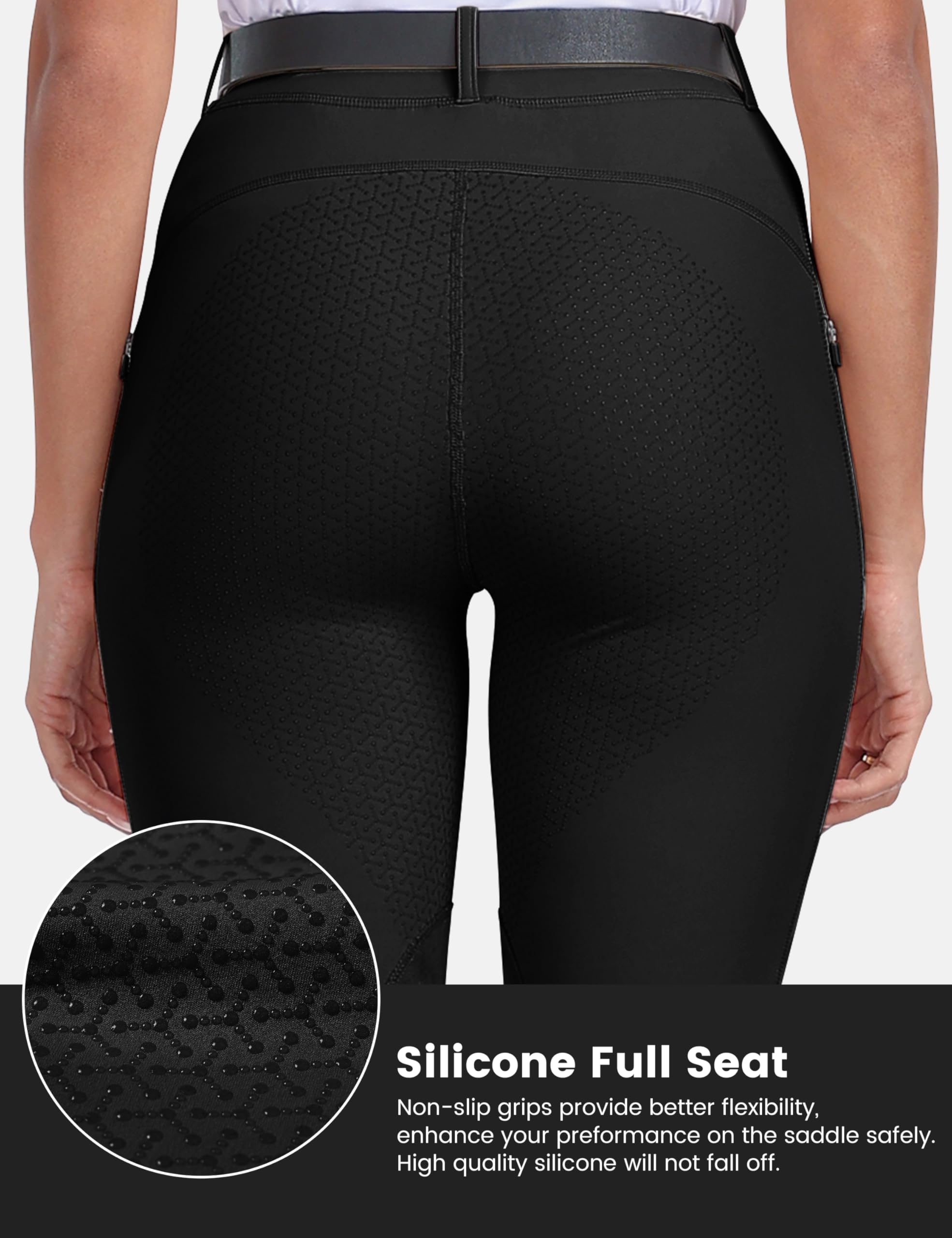 MoFiz Pantalon Mujer Riding Breeches Full Silicone Trim Stretch Zipper Pocket