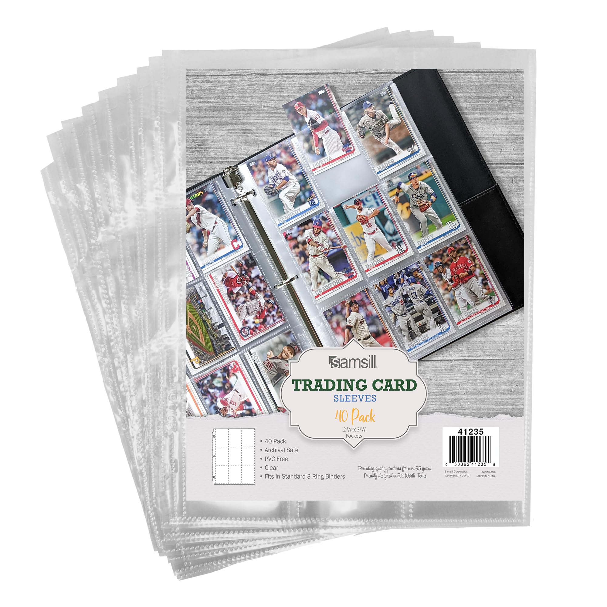 Trading Card Binder with 20-Pack of 9 Pocket Card Sleeves (Holds 360 Cards), Customizable Cover, 2" D-Ring Binder for Collectors, Top Loading, Card Storage for TCG & MTG
