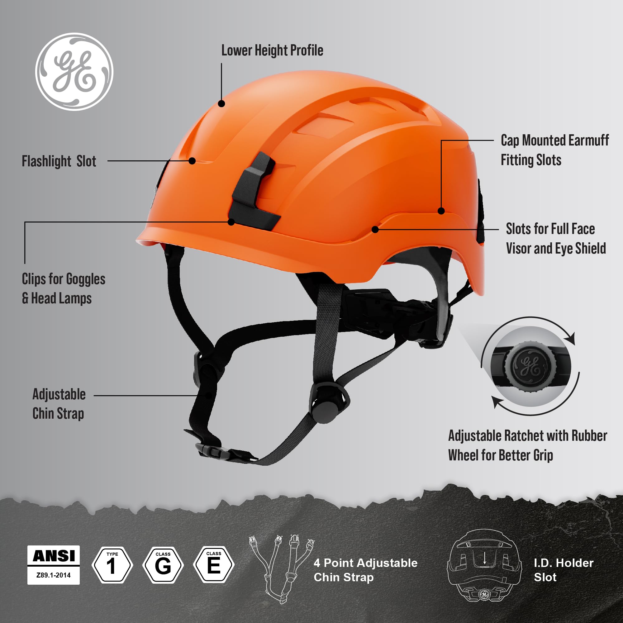 GE Orange GH401 Casco di sicurezza non ventilato
