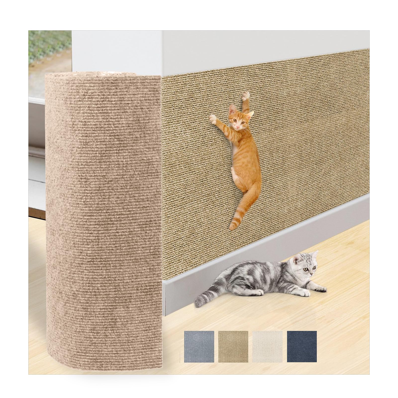 Kratzmatte für Katzen, 200 x 40 cm, Selbstklebende Teppichmatte, zuschneidbar, Kratz-Möbelschutz, Ersatz für Kratzbaum, Regale, Couch, Möbel, DIY-Schutz