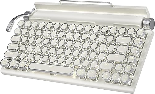 Miniatura 1 de Teclado de máquina de escribir retro inalámbrico, teclado mecánico vintage para juegos de 83 teclas con interruptores azules punk, 14 modos de