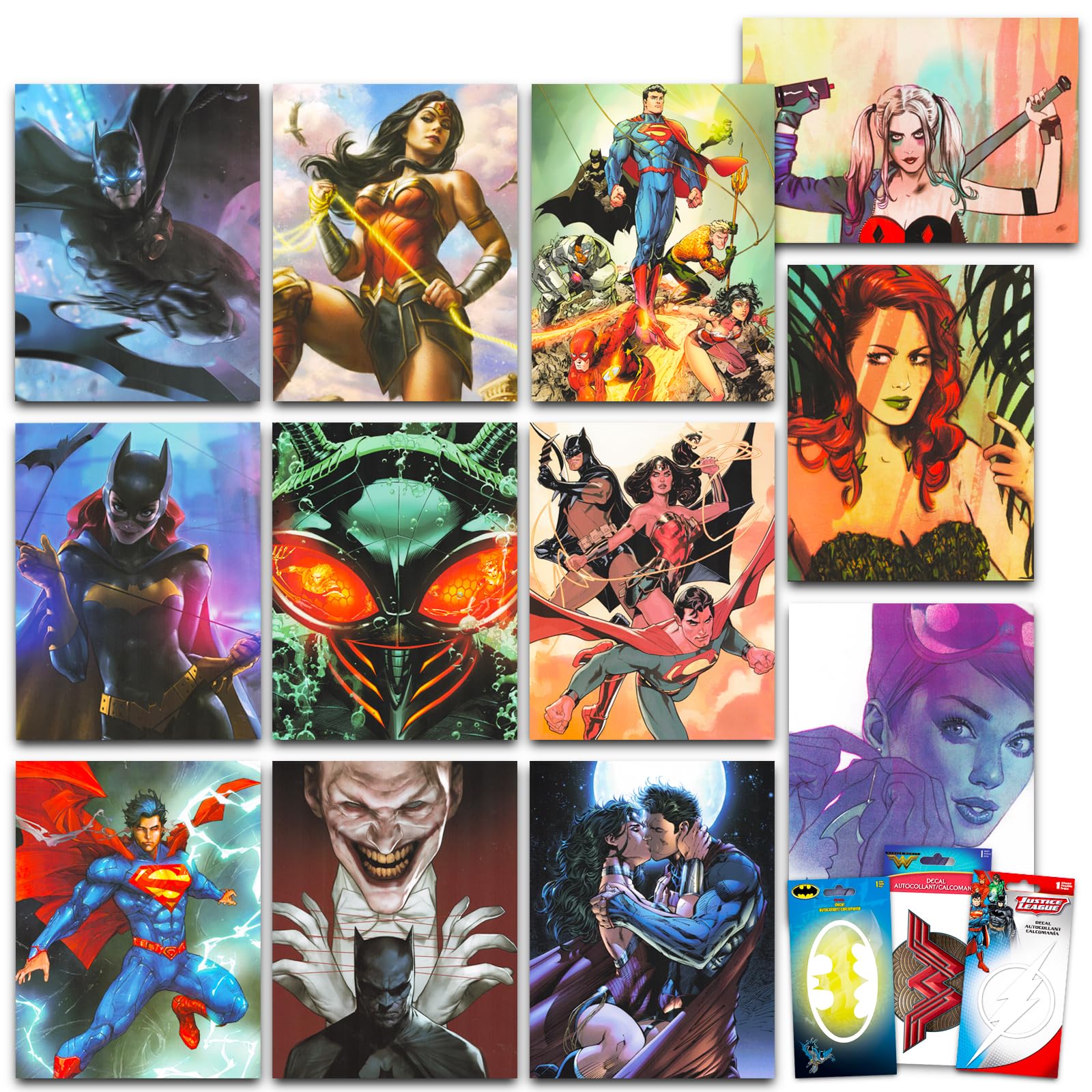Justice League Posters - DC Comics Poster Pack Bundle Includes 12 Justice League Wall Posters (8.5" x 11"), Wonder Woman Decal, More | DC Comics Poster Pack