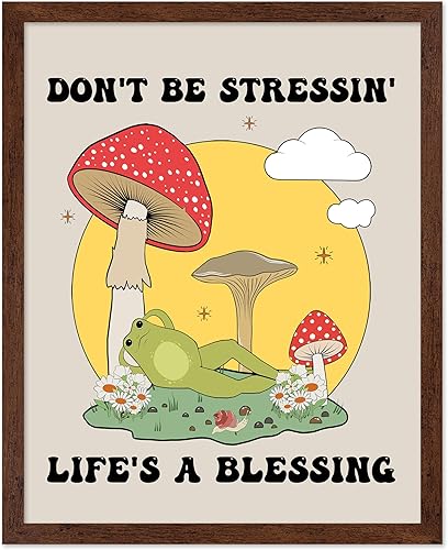 Miniatura 33 de Poster Master Póster con texto en inglés «You Are Exactly Where You Need To Be», impresión retro de rana, arte musical, arte de hongos, arte de cita