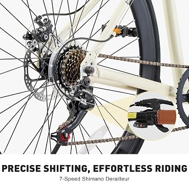 VIRIBUS Hybrid Bikes, 28 inch Road Bike 7 Speed with Lightweight Aluminum Frame, 700C Wheels, Hybrid Bicycle for Men Adult, City Commuters